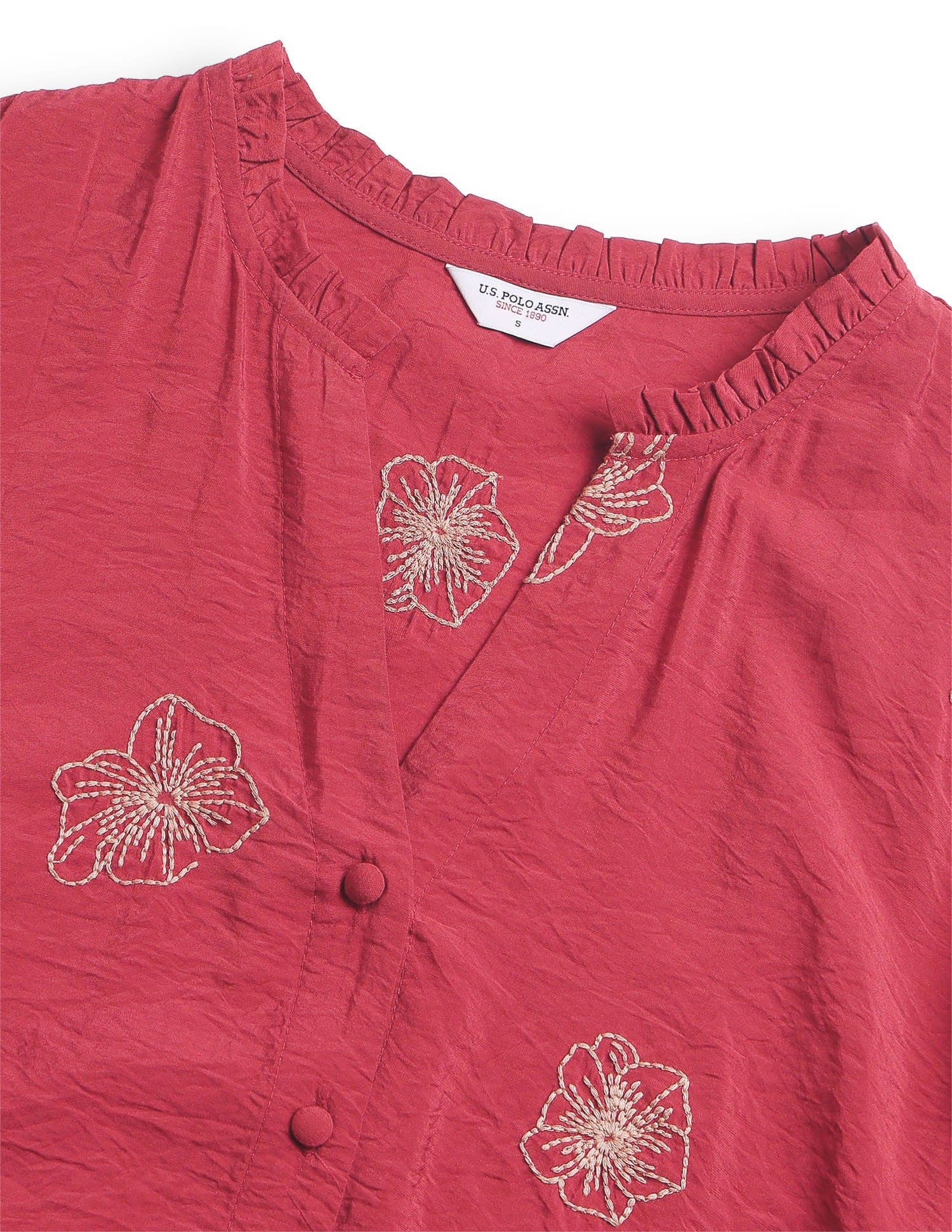 Floral Embroidered Top Red - U.S. Polo Assn. India | Large