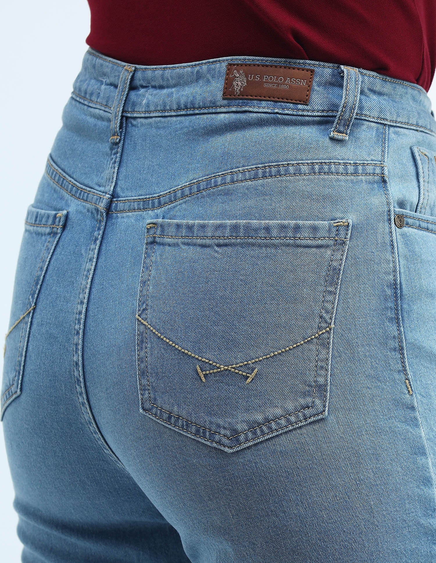 High Rise Straight Fit Jeans Light Blue - U.S. POLO ASSN. | Large