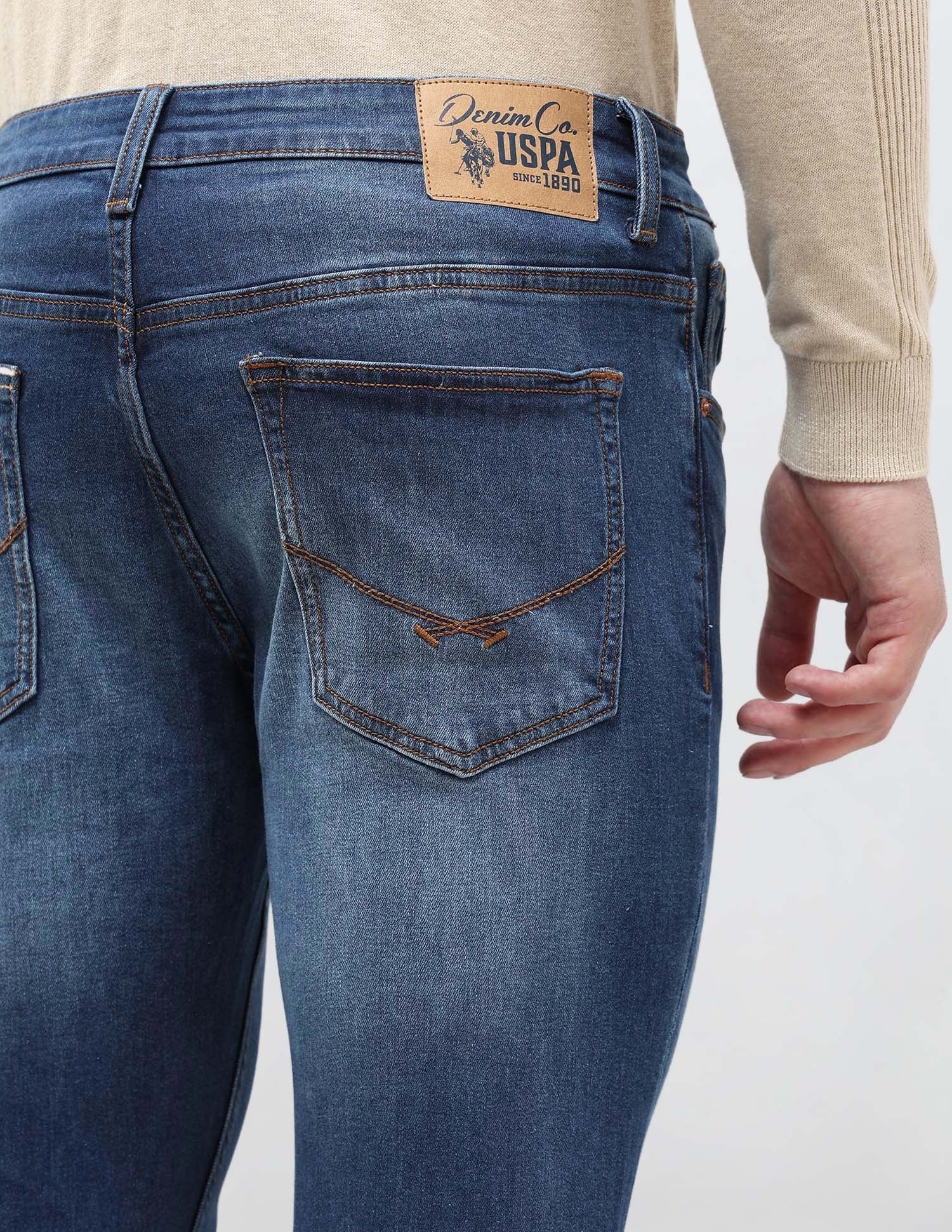 Brandon Slim Tapered Fit Blue Jeans Light Indigo - U.S. POLO ASSN. | Large