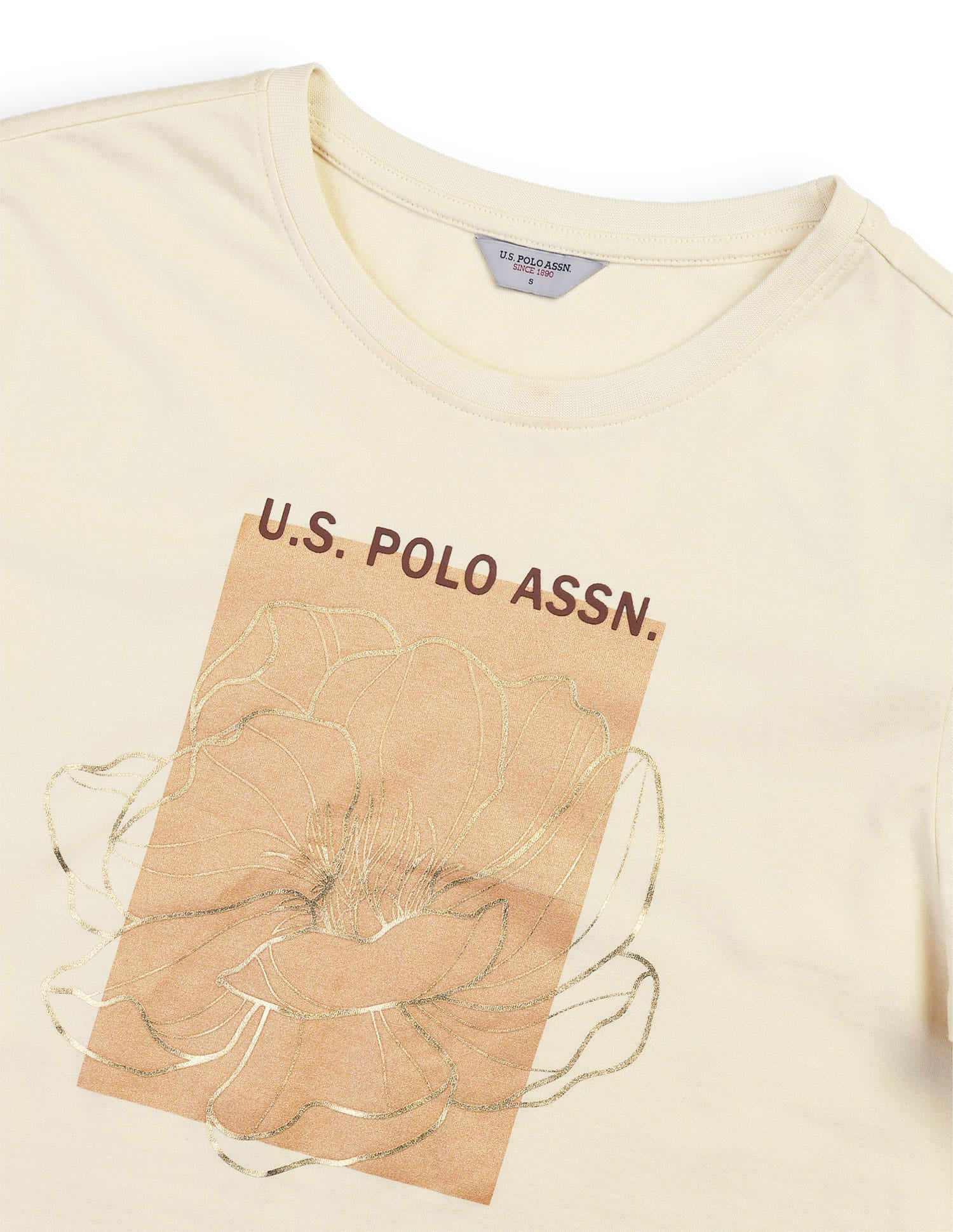 Boxy Fit Graphic Printed T-Shirt Ecru - U.S. Polo Assn. India | Large