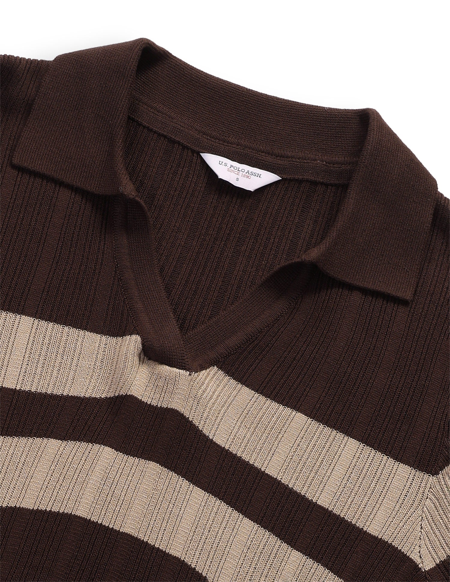 Horizontal Striped Relaxed Fit Top Dark Brown - U.S. Polo Assn. India | Large