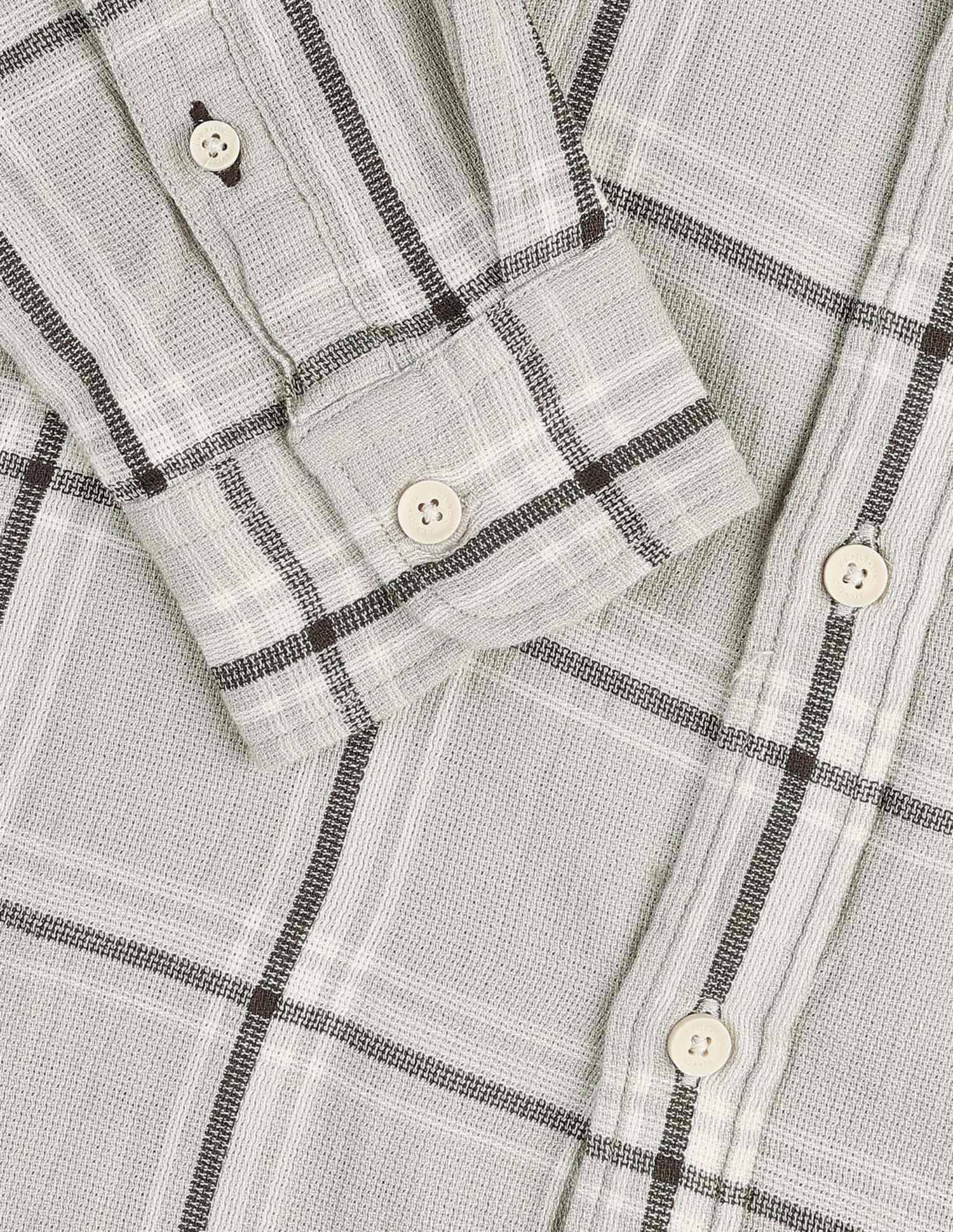 Dobby Grid Tattersall Checked Shirt Off White - U.S. Polo Assn. India | Large