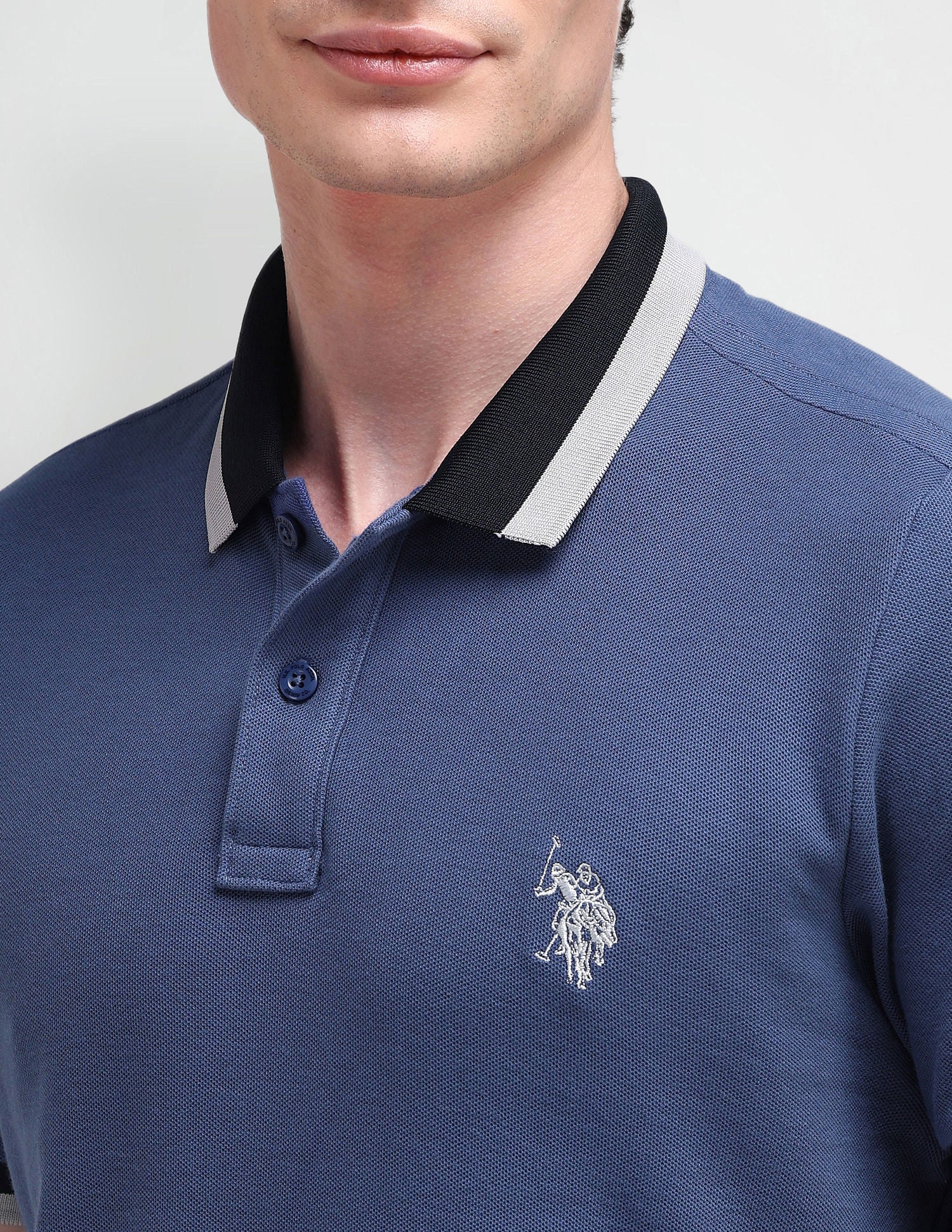 Muscle Fit Solid Polo Shirt Light-Grey - U.S. Polo Assn. India | Large