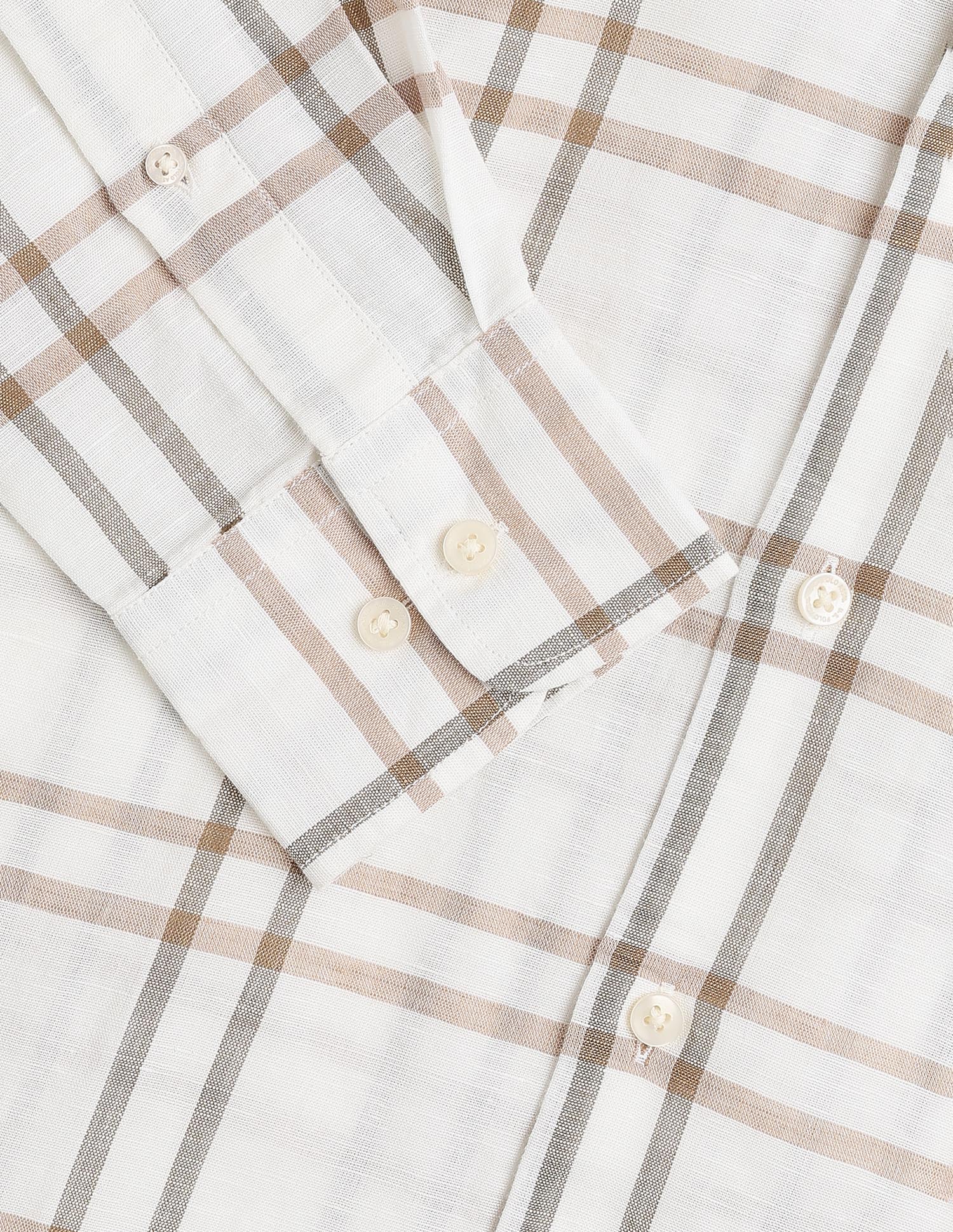 Grid Tattersall Checked Regular Fit Shirt Beige - U.S. Polo Assn. India | Large