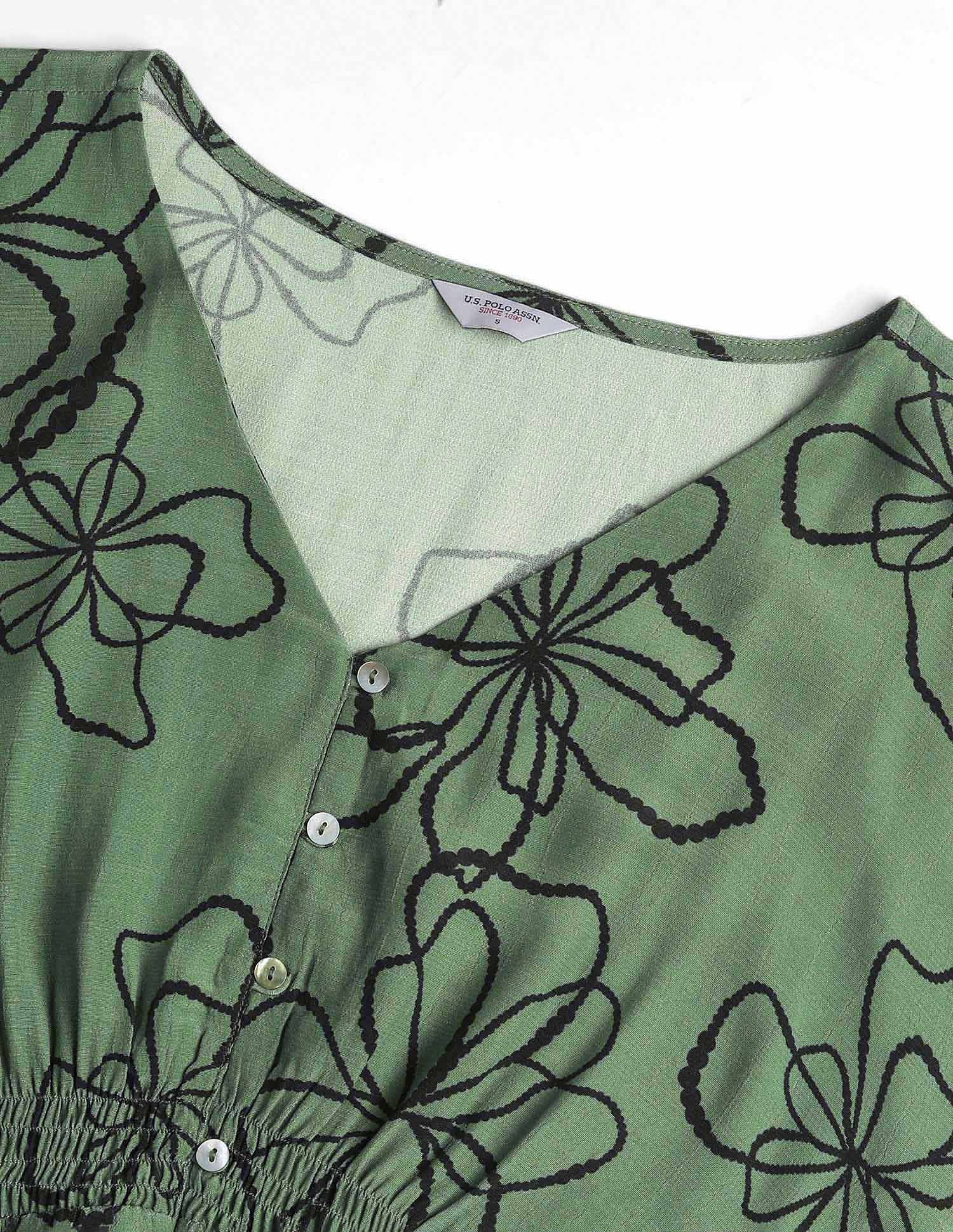 Floral Printed Fit & Flare Midi Dress Multicolour - U.S. Polo Assn. India | Large