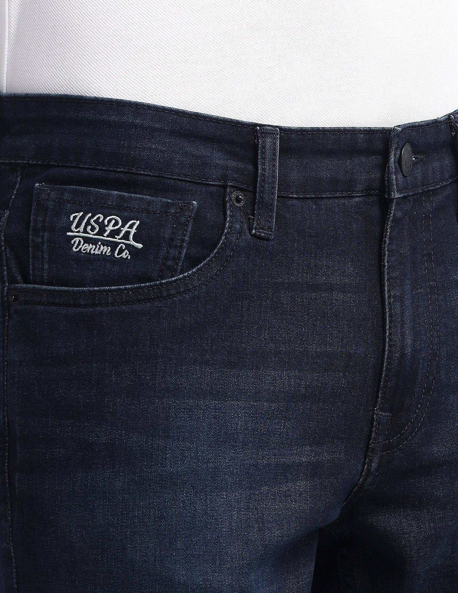 Brandon Slim Tapered Fit Blue Jeans Dark Blue - U.S. Polo Assn. India | Large