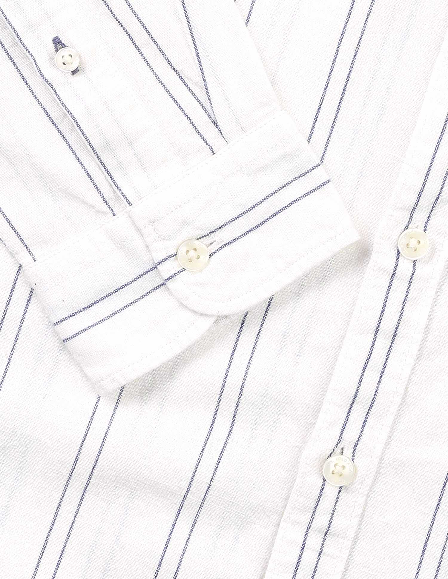 Vertical Striped Regular Fit Poplin Shirt White - U.S. Polo Assn. India | Large