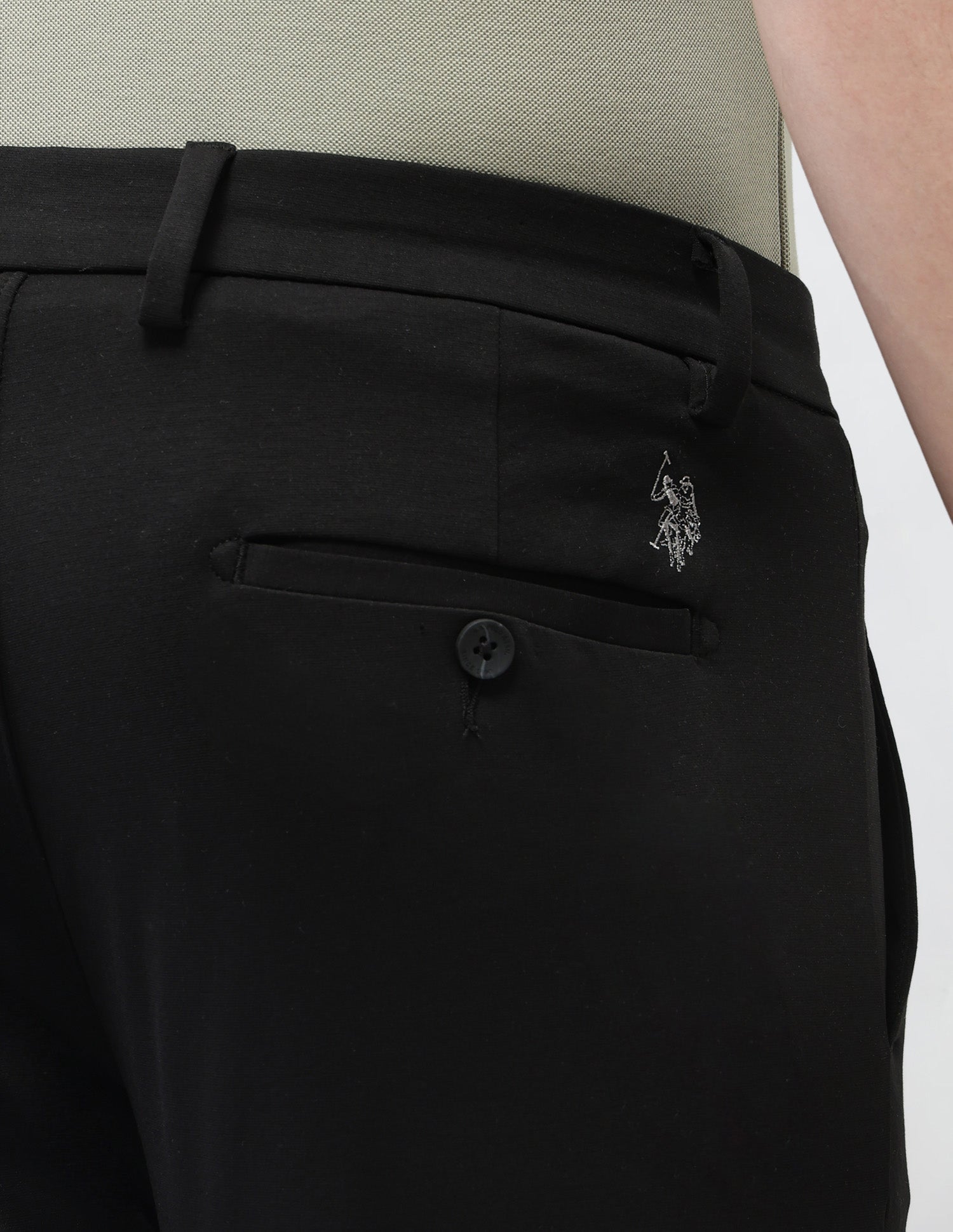 Austin Slim Fit Satin Trousers Black - U.S. Polo Assn. India | Large