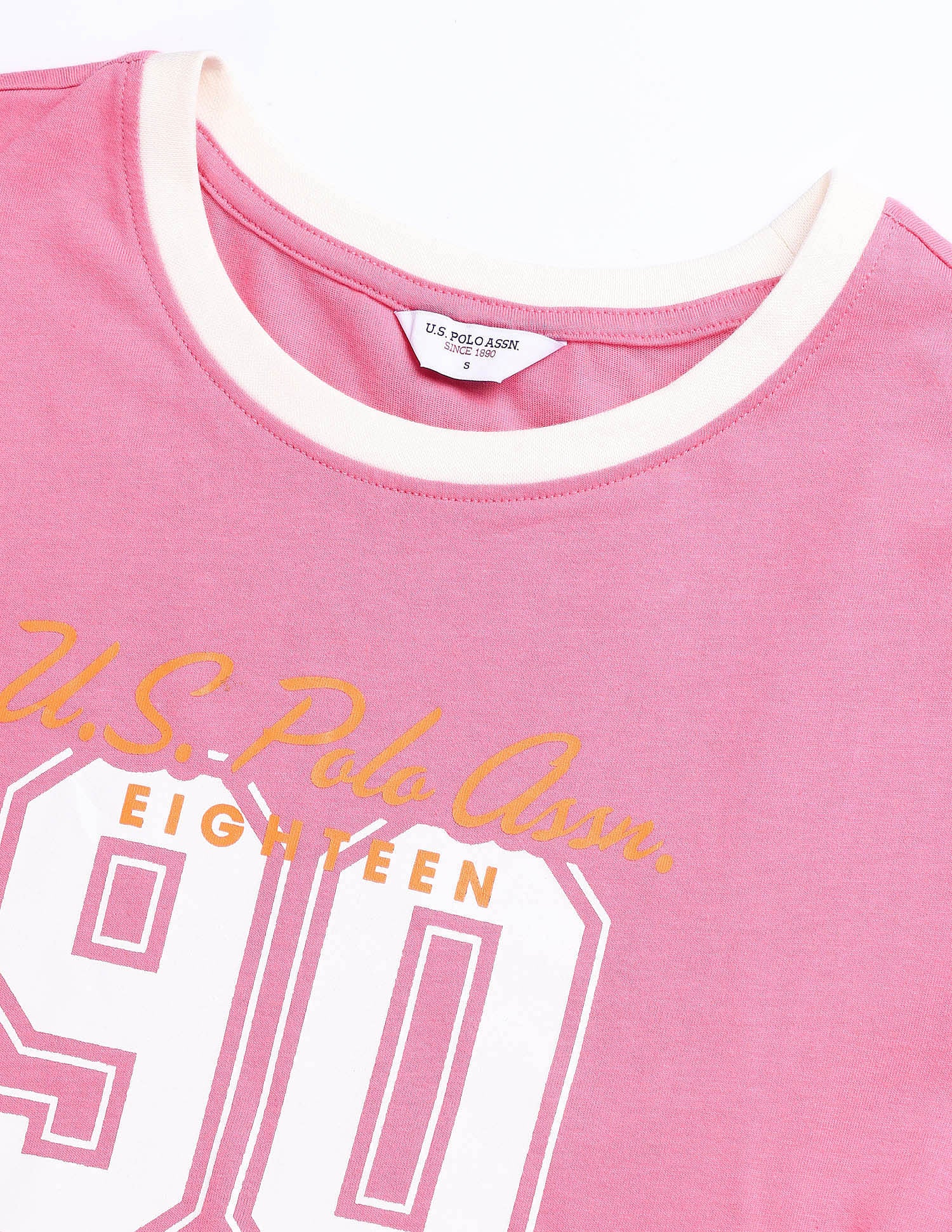 Crew Neck Regular Fit T-Shirt Pink - U.S. POLO ASSN. | Large