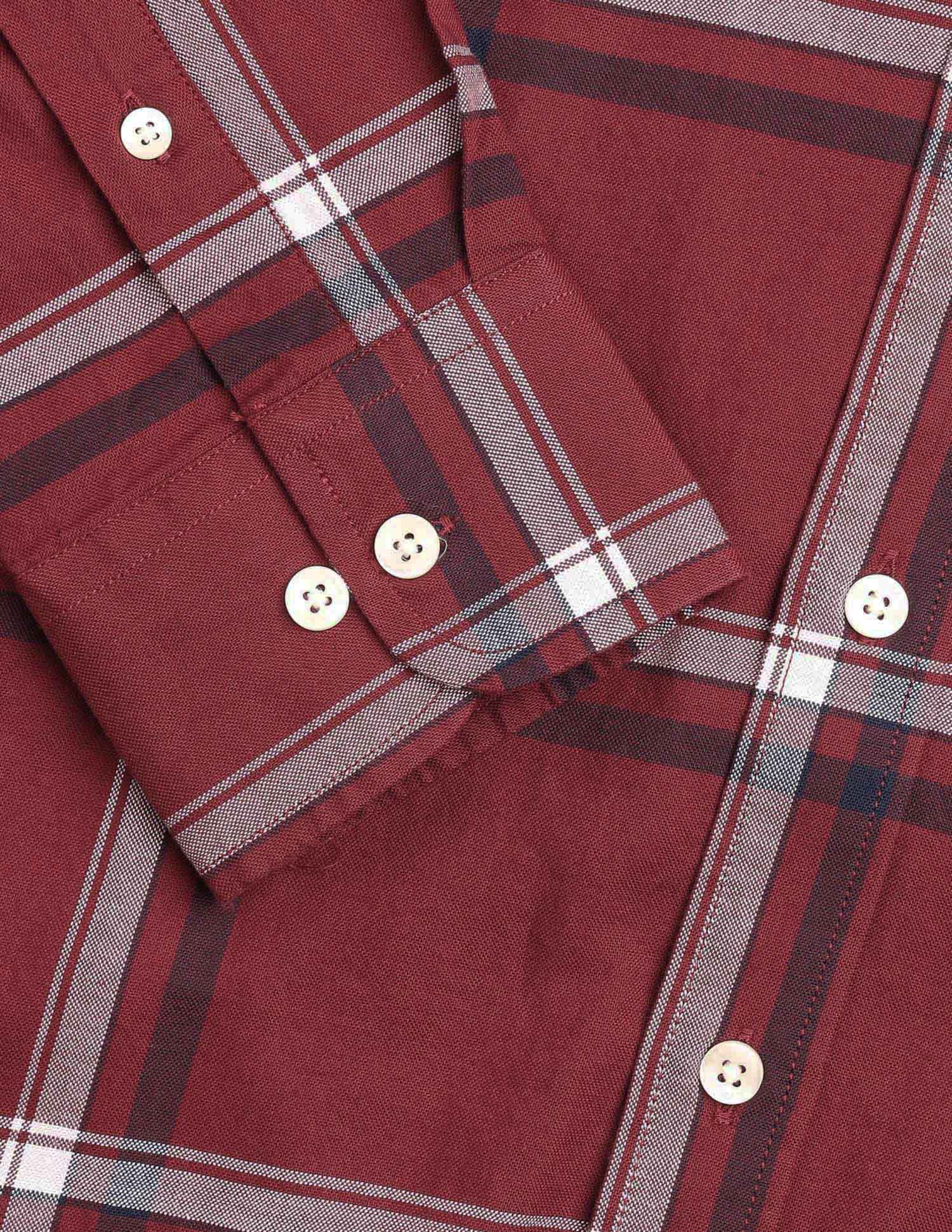 Windowpane Checked New Port Marina Shirt Maroon - U.S. Polo Assn. India | Large