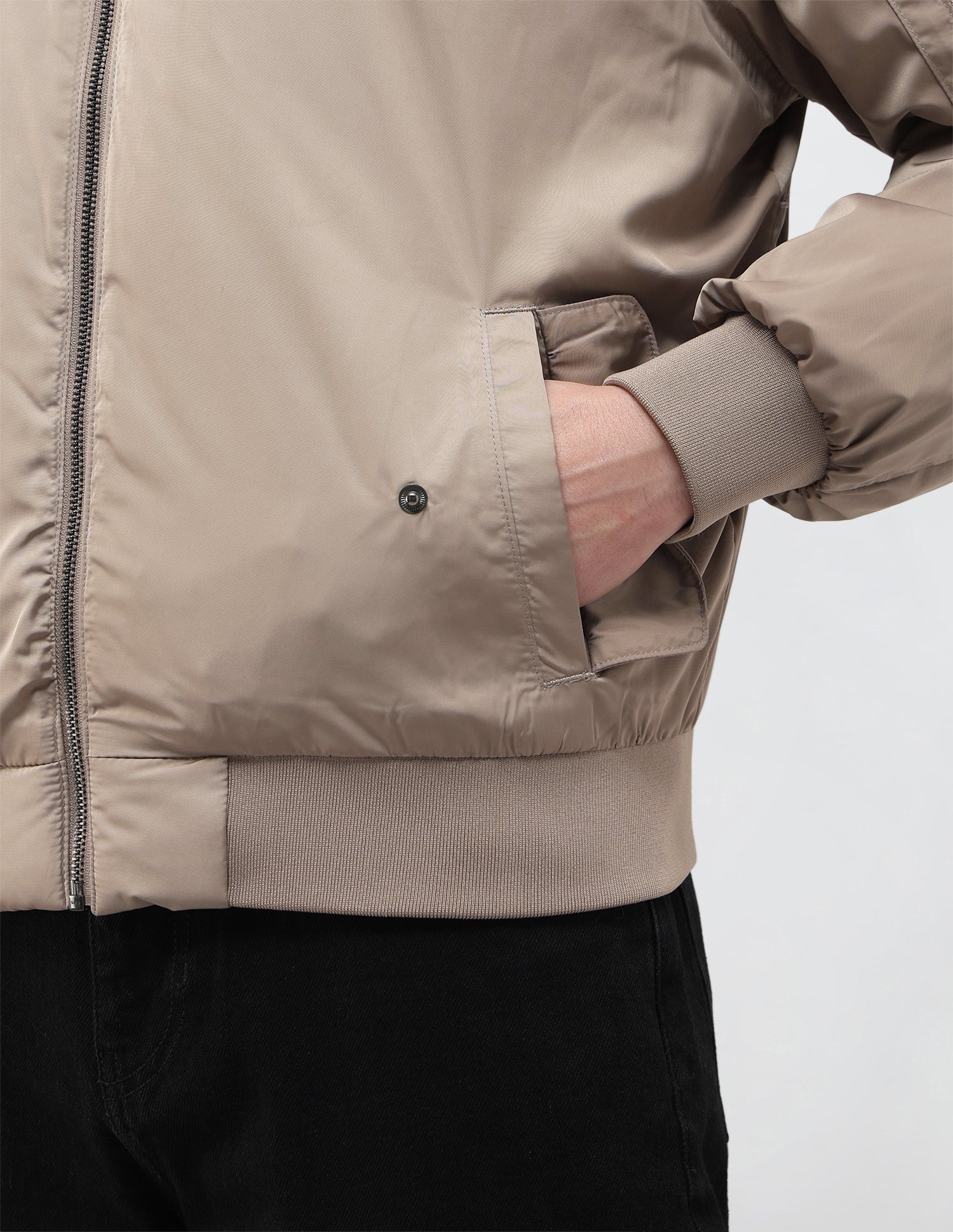 Solid Regular Fit Bomber Jacket Coffee - U.S. Polo Assn. India | Large