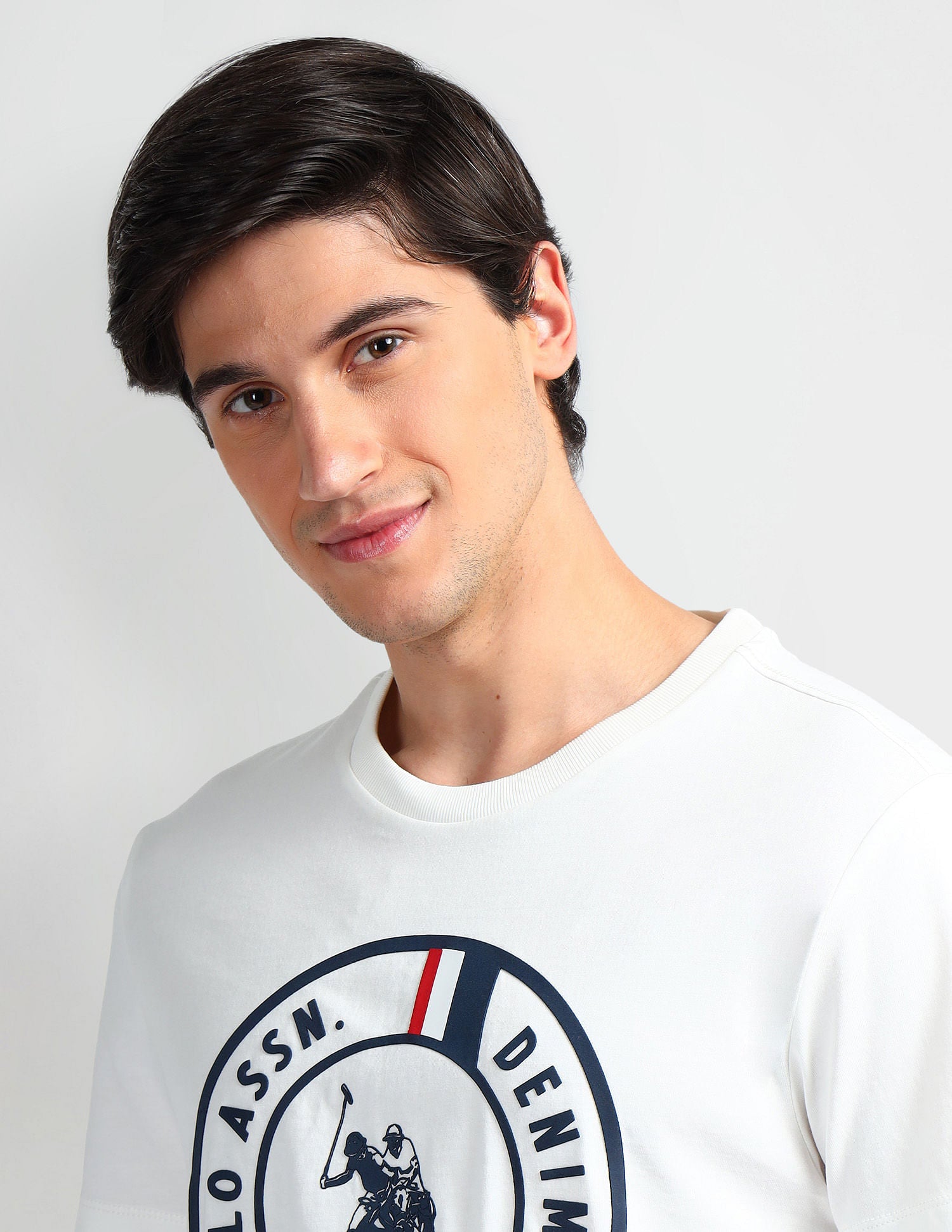 Brand Print Cotton T-Shirt White - U.S. POLO ASSN. | Large