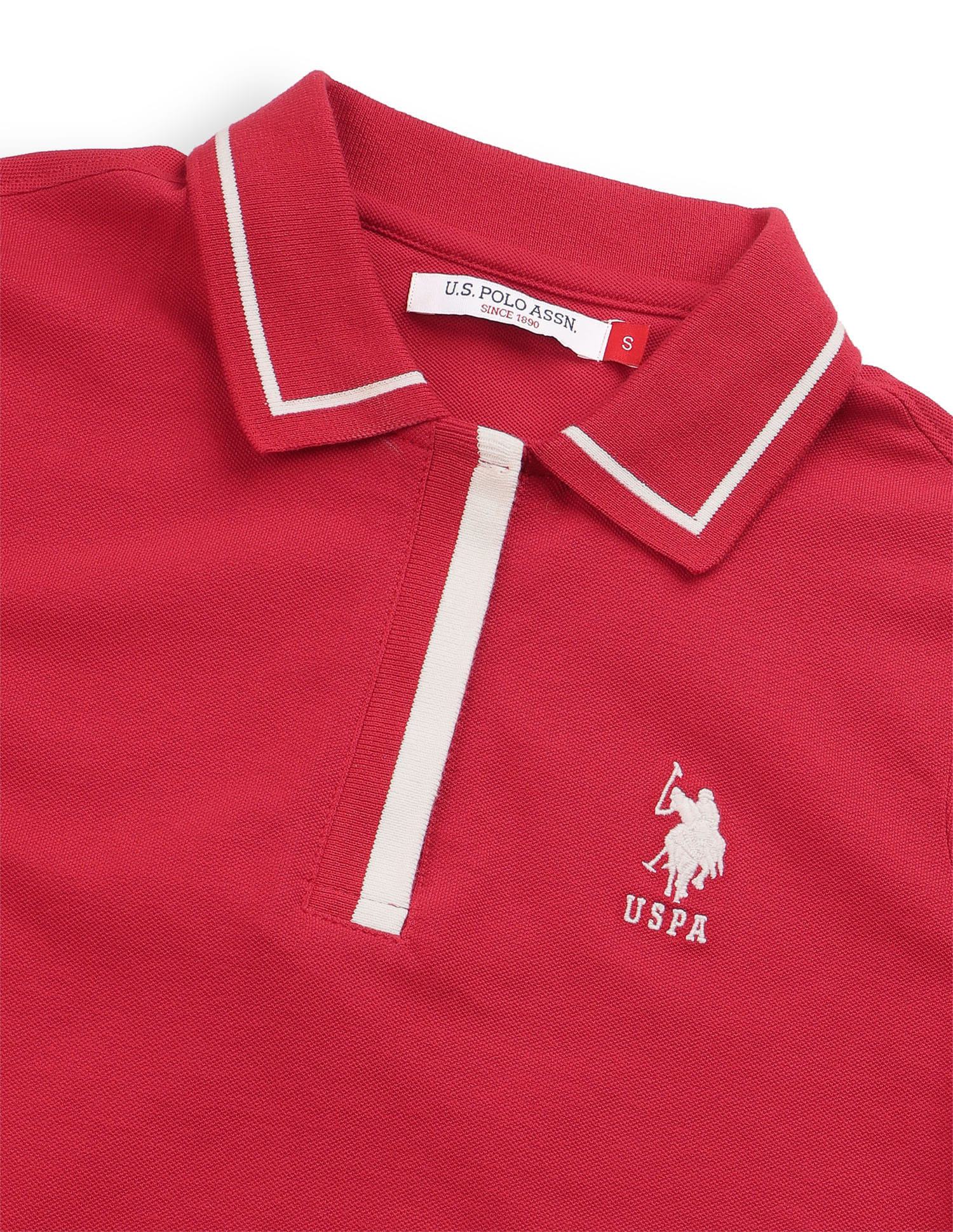 Solid Regular Fit Tipped collar Polo shirt Red - U.S. Polo Assn. India | Large