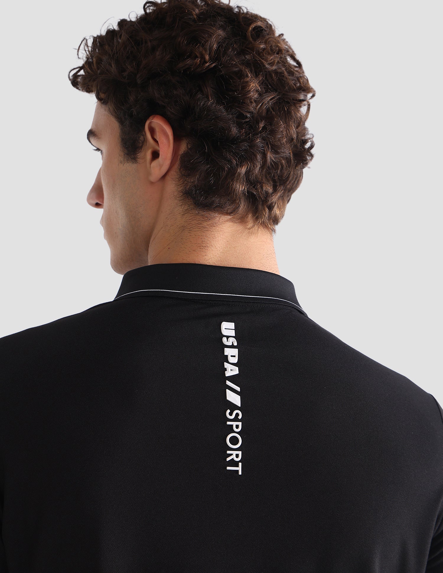 Solid Slim Fit Active Polo Shirt Black - U.S. Polo Assn. India | Large