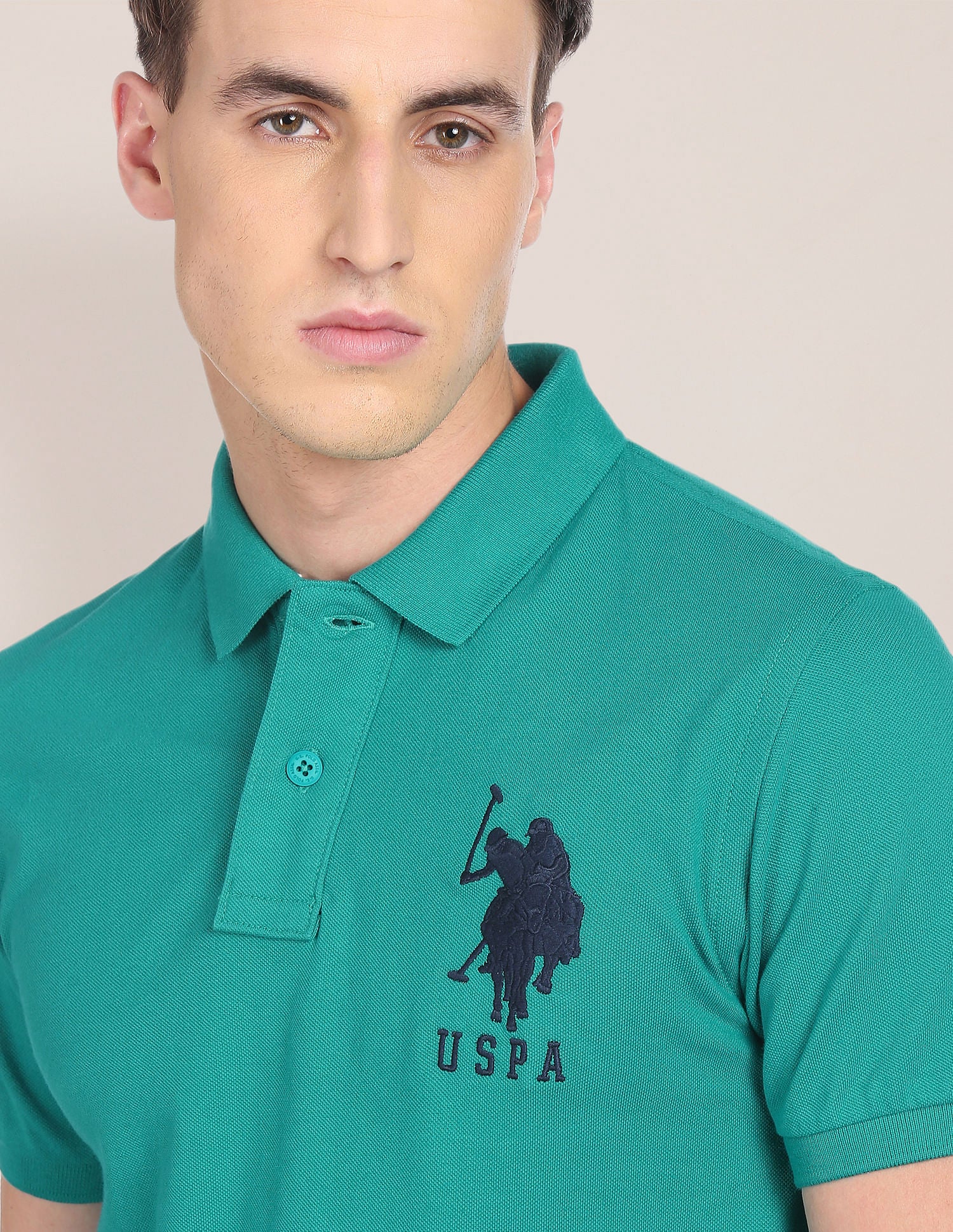 Pique Knit Compact Cotton Polo Shirt Teal - U.S. Polo Assn. India | Large