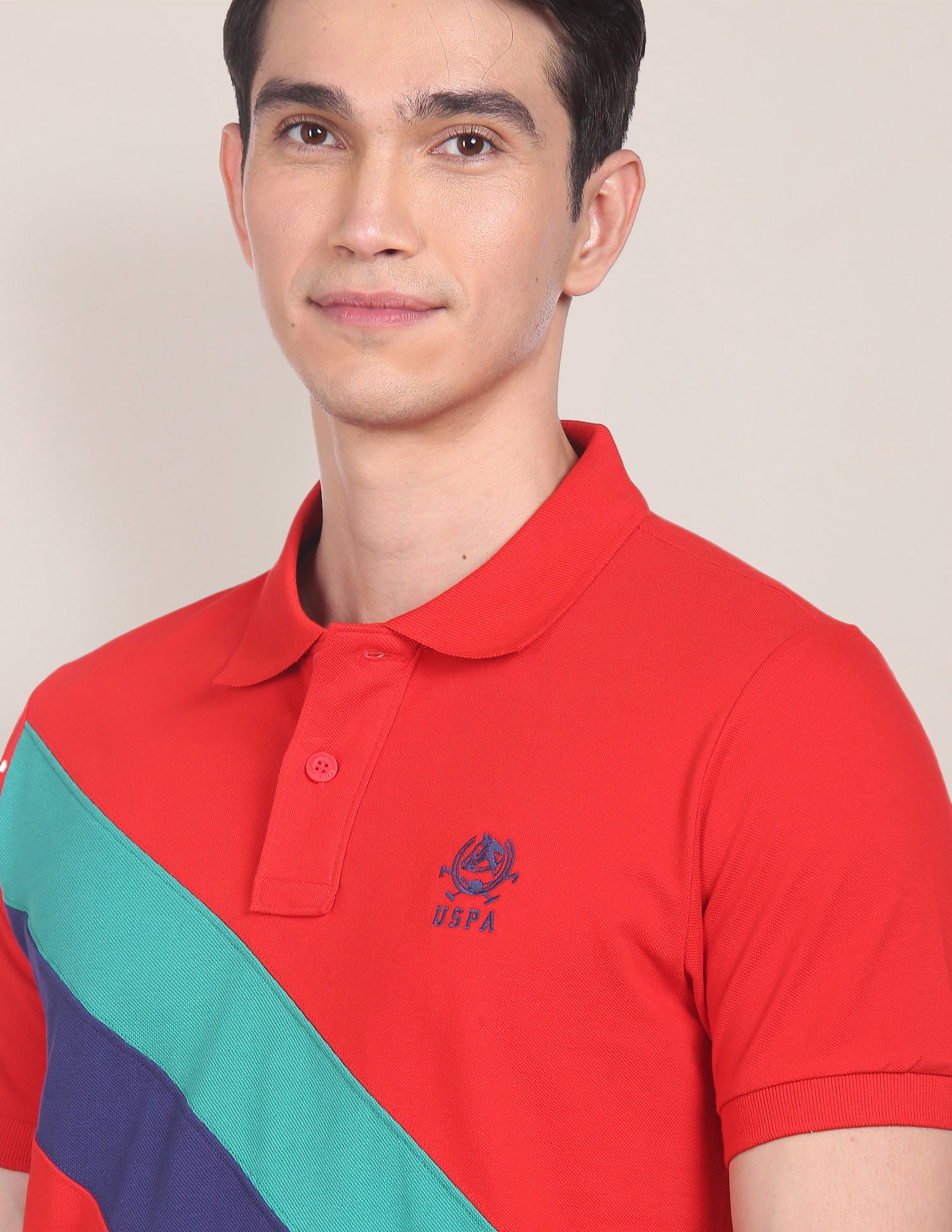 Logo Embroidered Striped Polo Shirt Red - U.S. Polo Assn. India | Large
