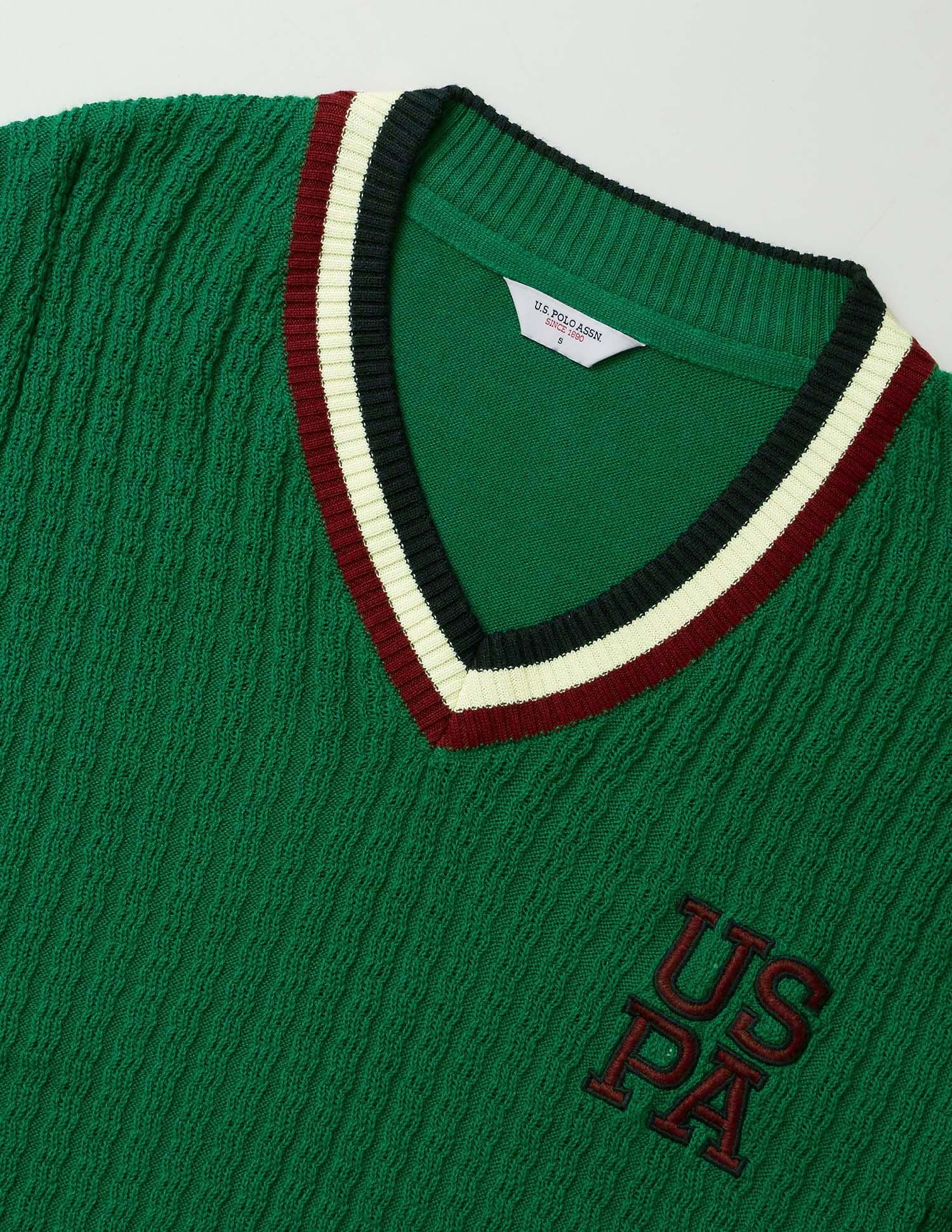 Textured Relaxed Fit Sweater Green - U.S. POLO ASSN. | Large