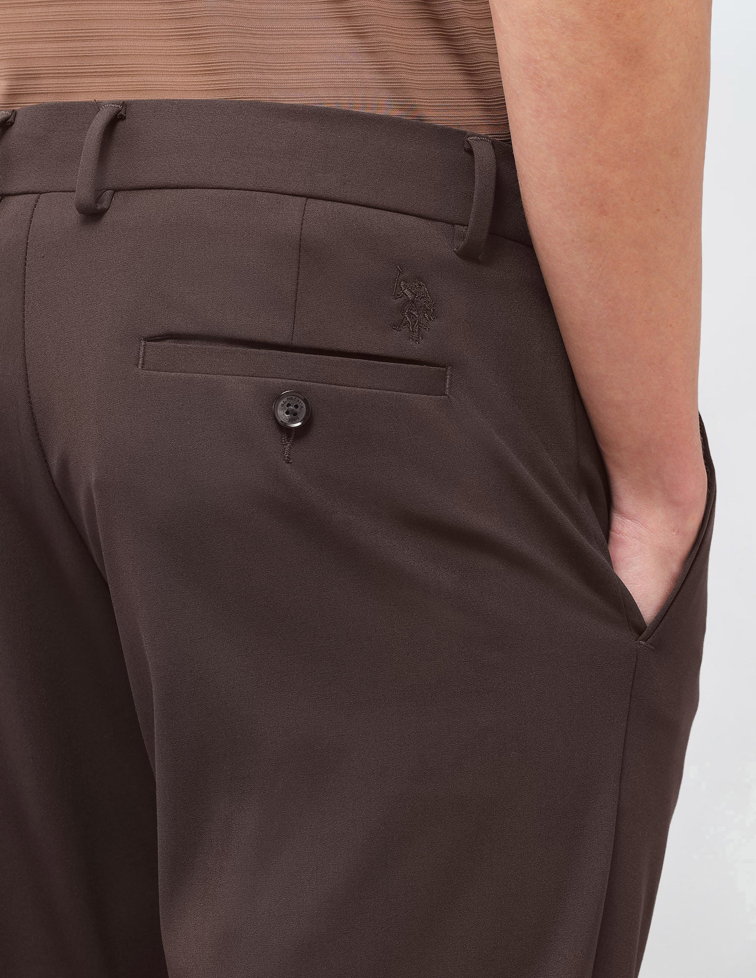 Knitted Denver Slim Fit Trousers Brown - U.S. Polo Assn. India | Large