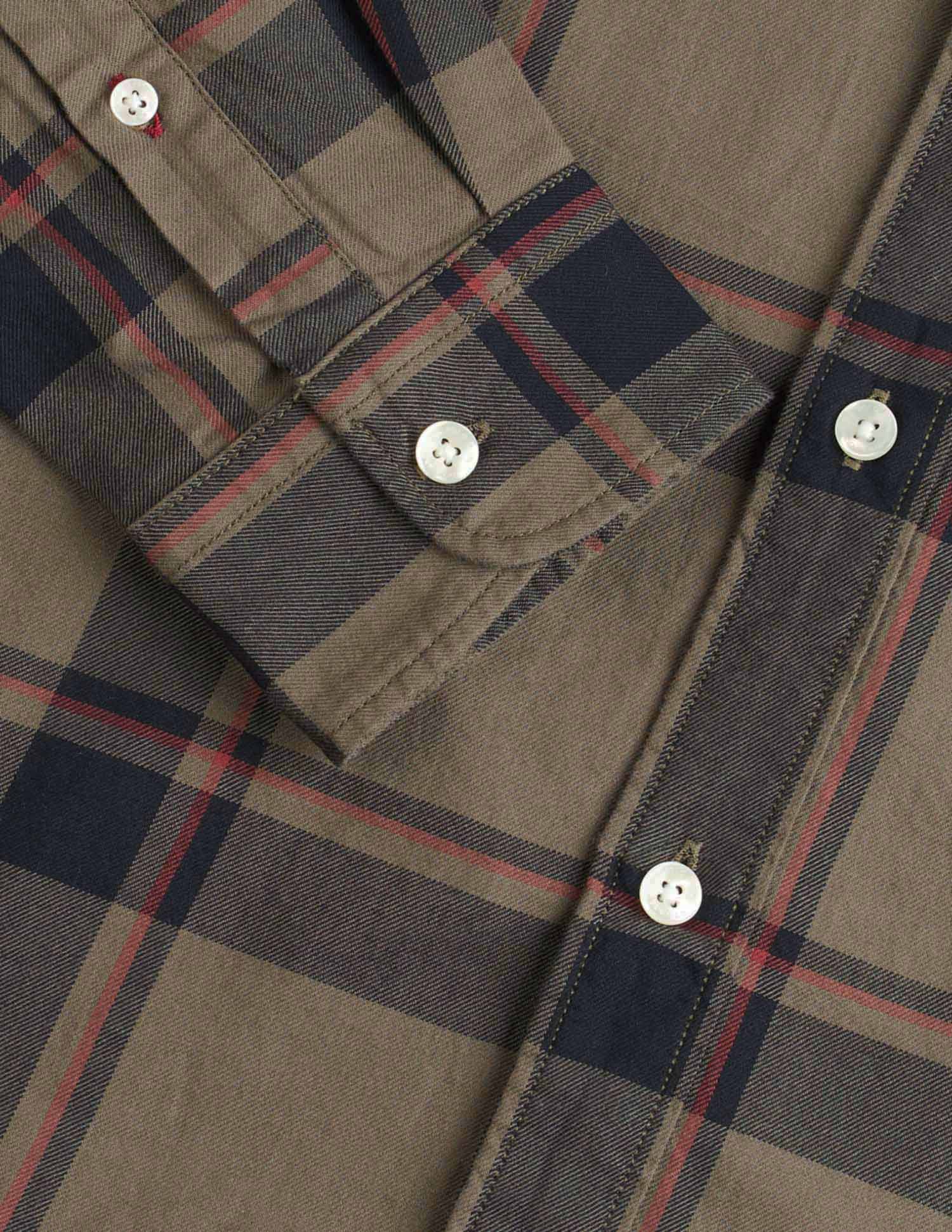 Grid Tattersall Checked Pure Cotton Shirt Khaki - U.S. POLO ASSN. | Large