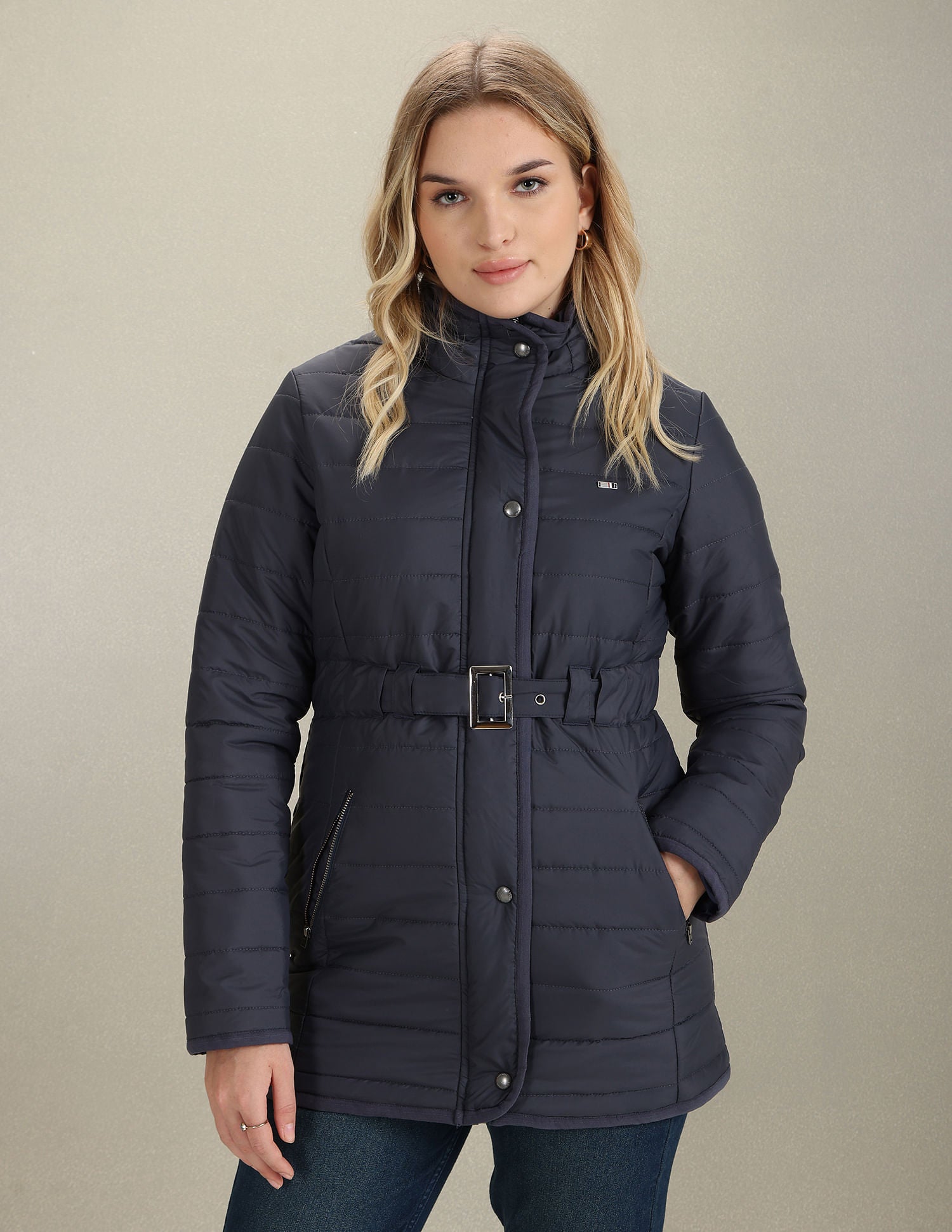 Detachable Hood Puffer Jacket Dark Grey - U.S. Polo Assn. India | Large