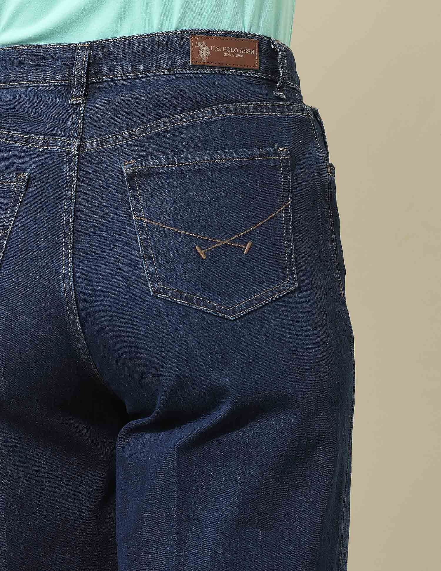 High Rise Wide Leg Jeans Dark Blue - U.S. Polo Assn. India | Large