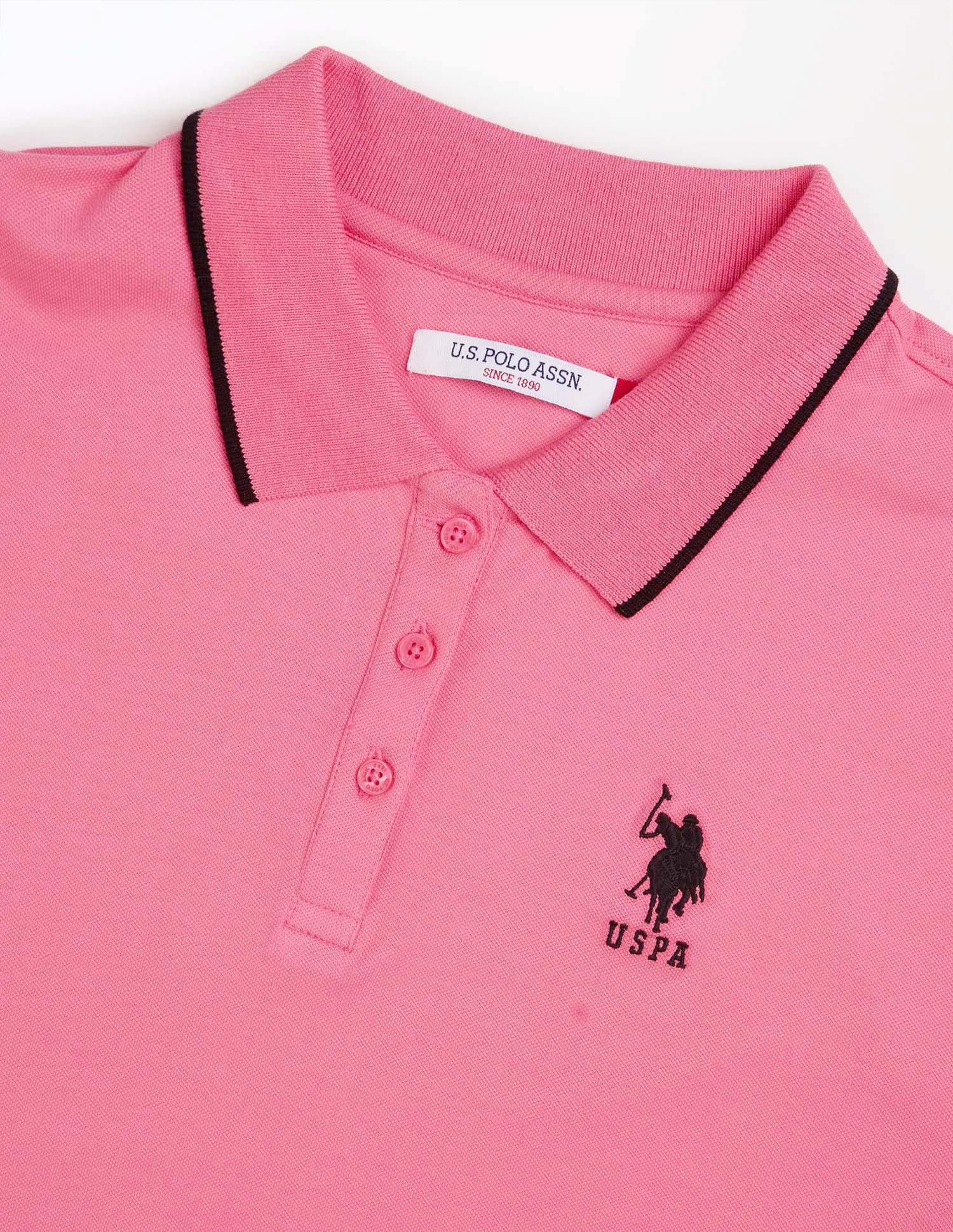 Boxy Fit Cropped Polo Shirt Pink - U.S. Polo Assn. India | Large