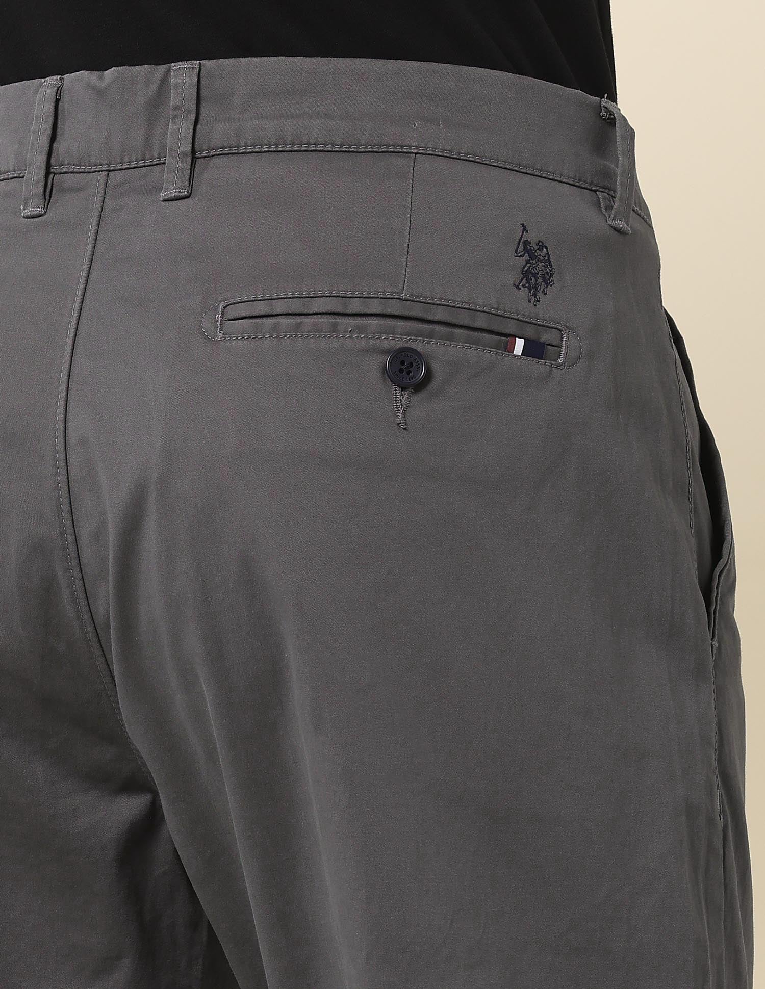 Riley Straight Fit Twill Trousers Dark Grey - U.S. Polo Assn. India | Large