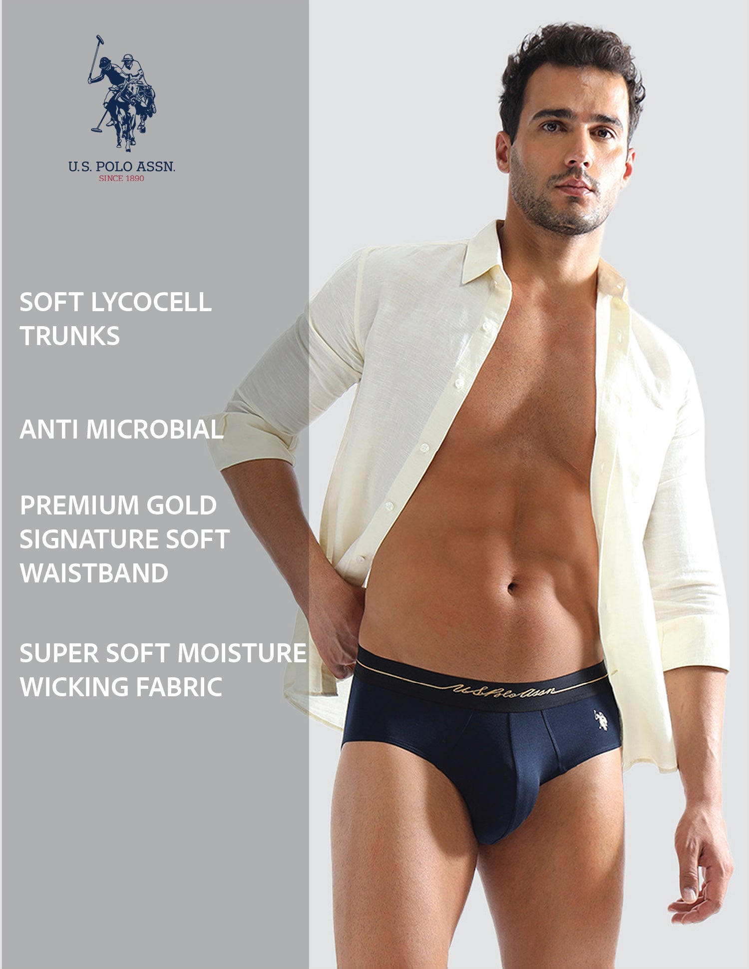 Elasticized Waist Solid PB004 Briefs - Pack of 1 Navy - U.S. POLO ASSN. | Large