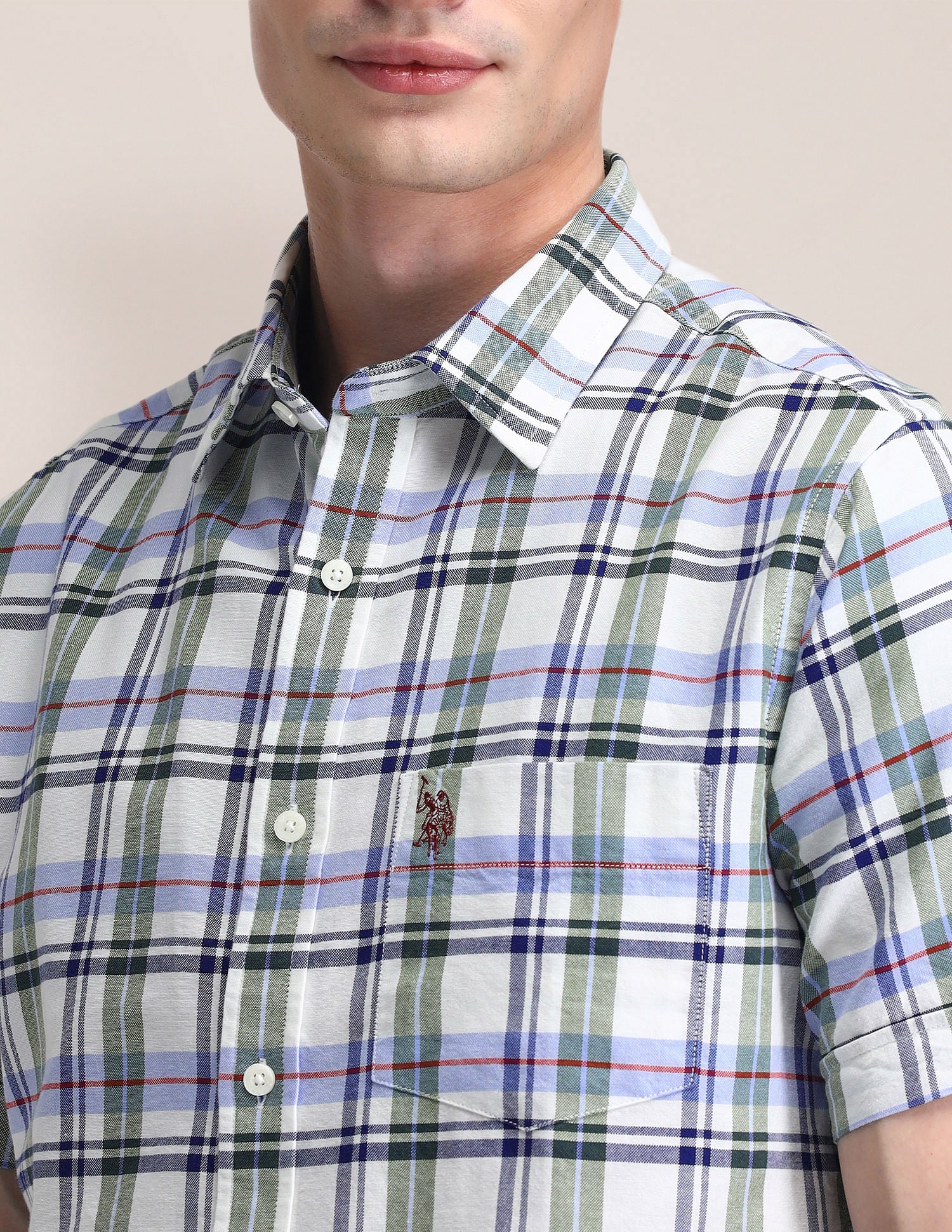 Tailored Fit Checked Shirt Green - U.S. POLO ASSN. | Large