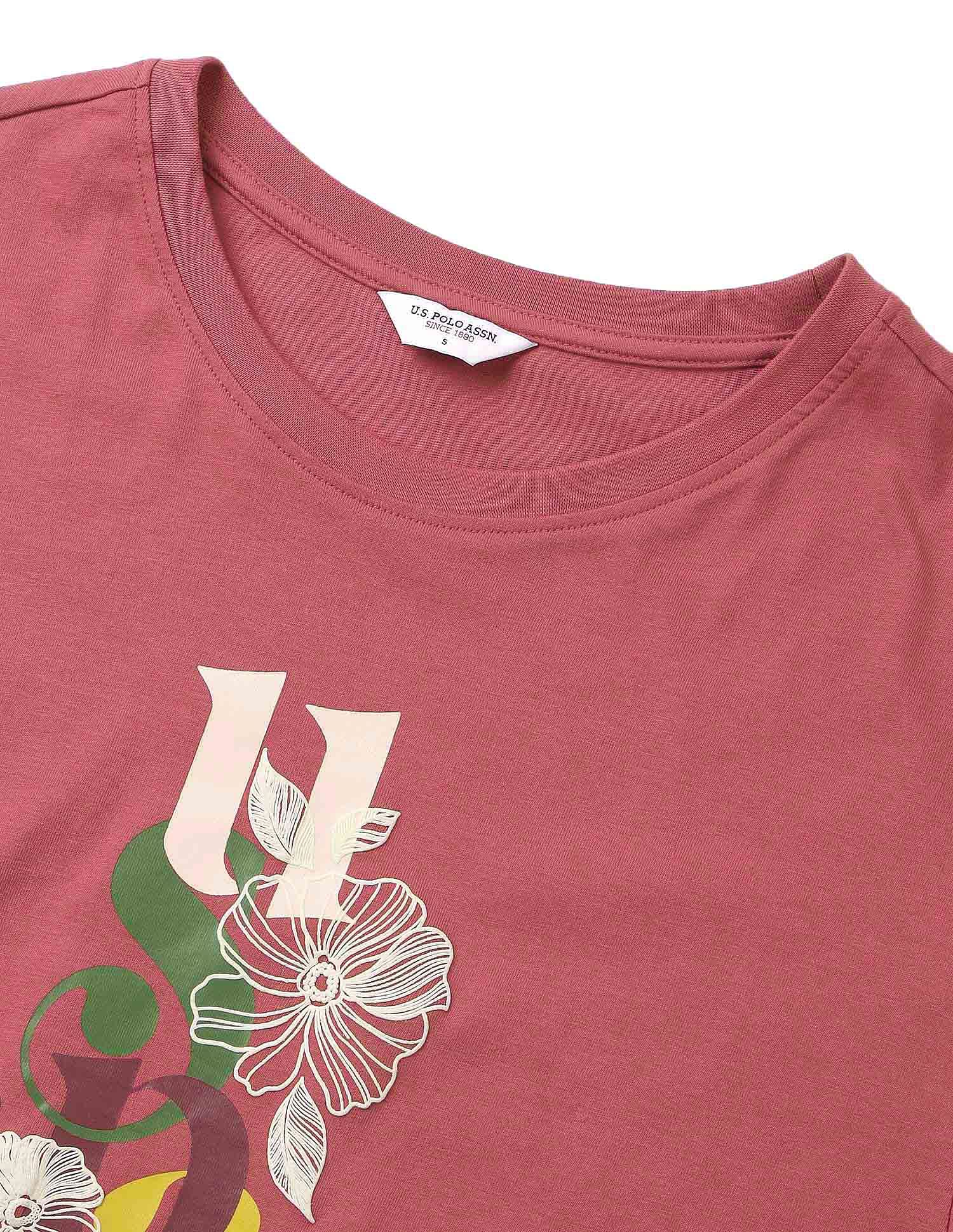 Boyfriend Fit Brand Printed T-Shirt Pink - U.S. Polo Assn. India | Large
