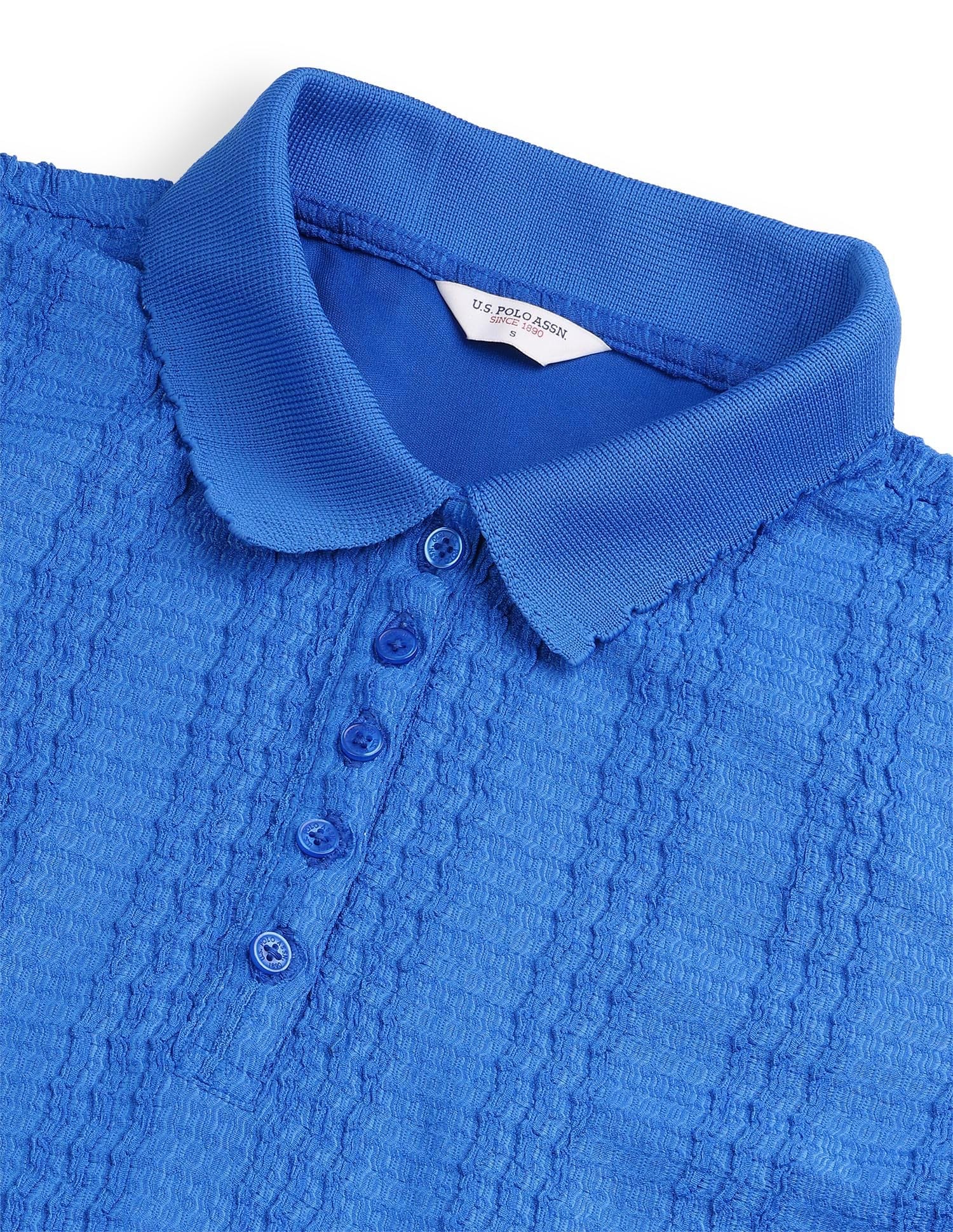 Textured Scallop Detail Polo Dress Blue - U.S. Polo Assn. India | Large