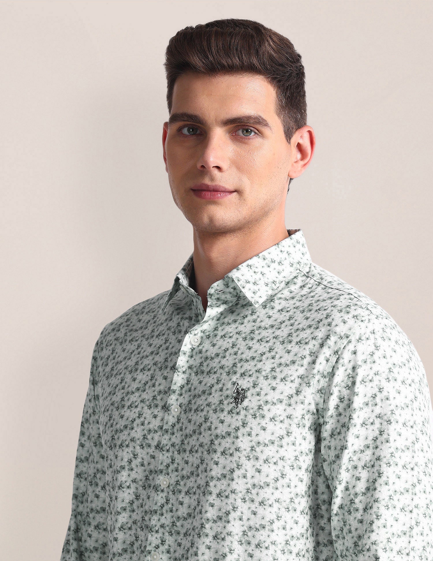 Floral Print Tailored Fit Shirt Grey - U.S. POLO ASSN. | Large