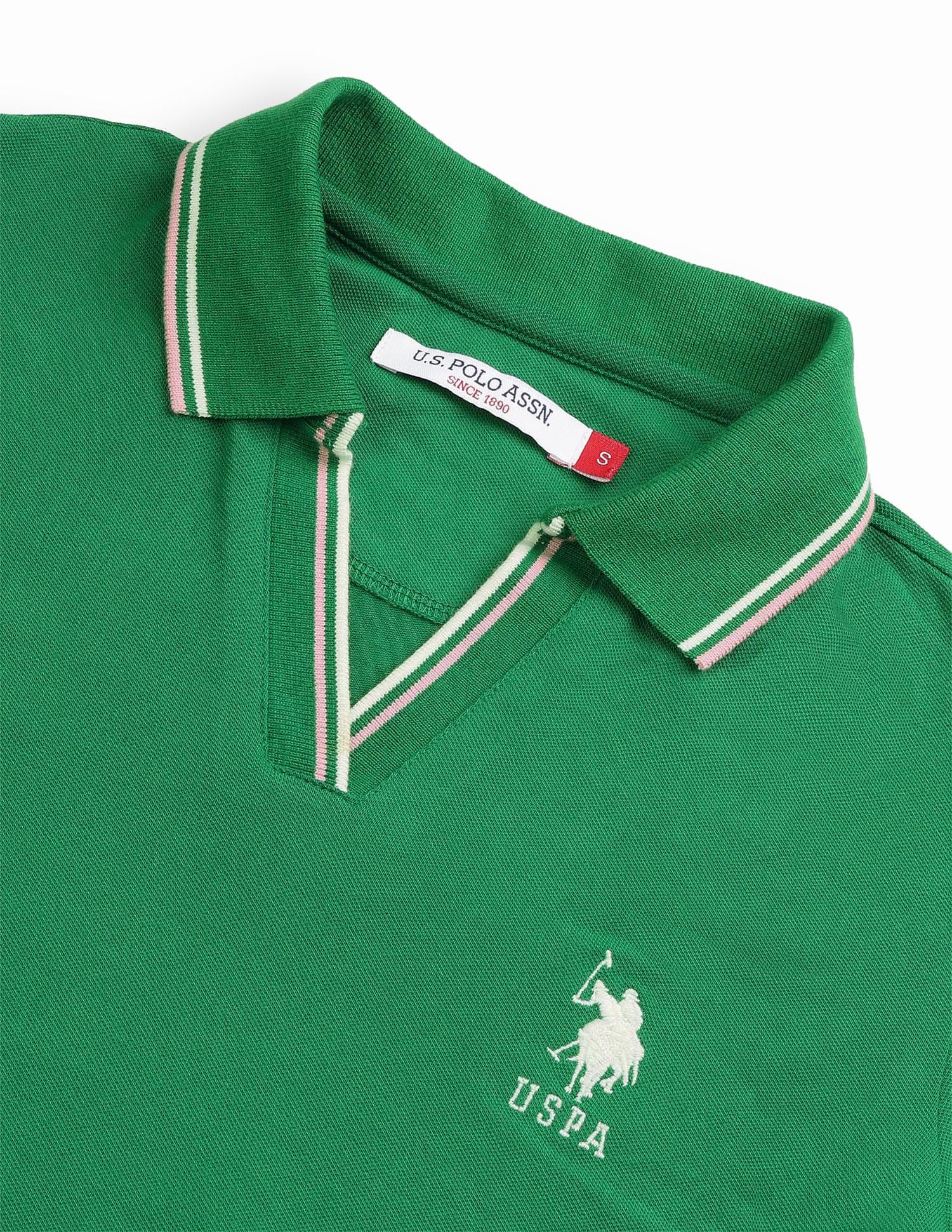 Tipped Collar Regular Fit Polo Shirt Green - U.S. Polo Assn. India | Large