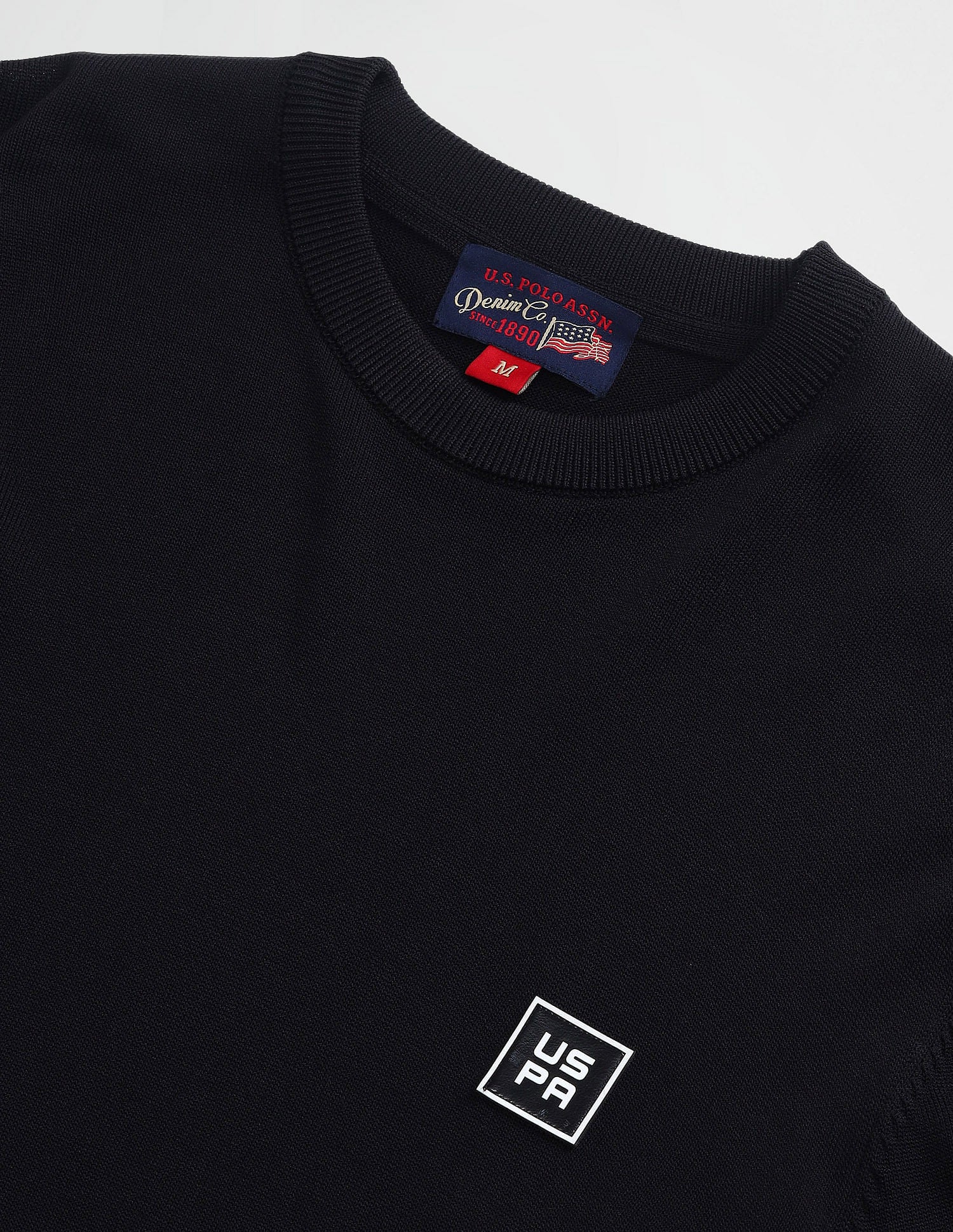 Regular Fit Solid Sweater Black - U.S. Polo Assn. India | Large