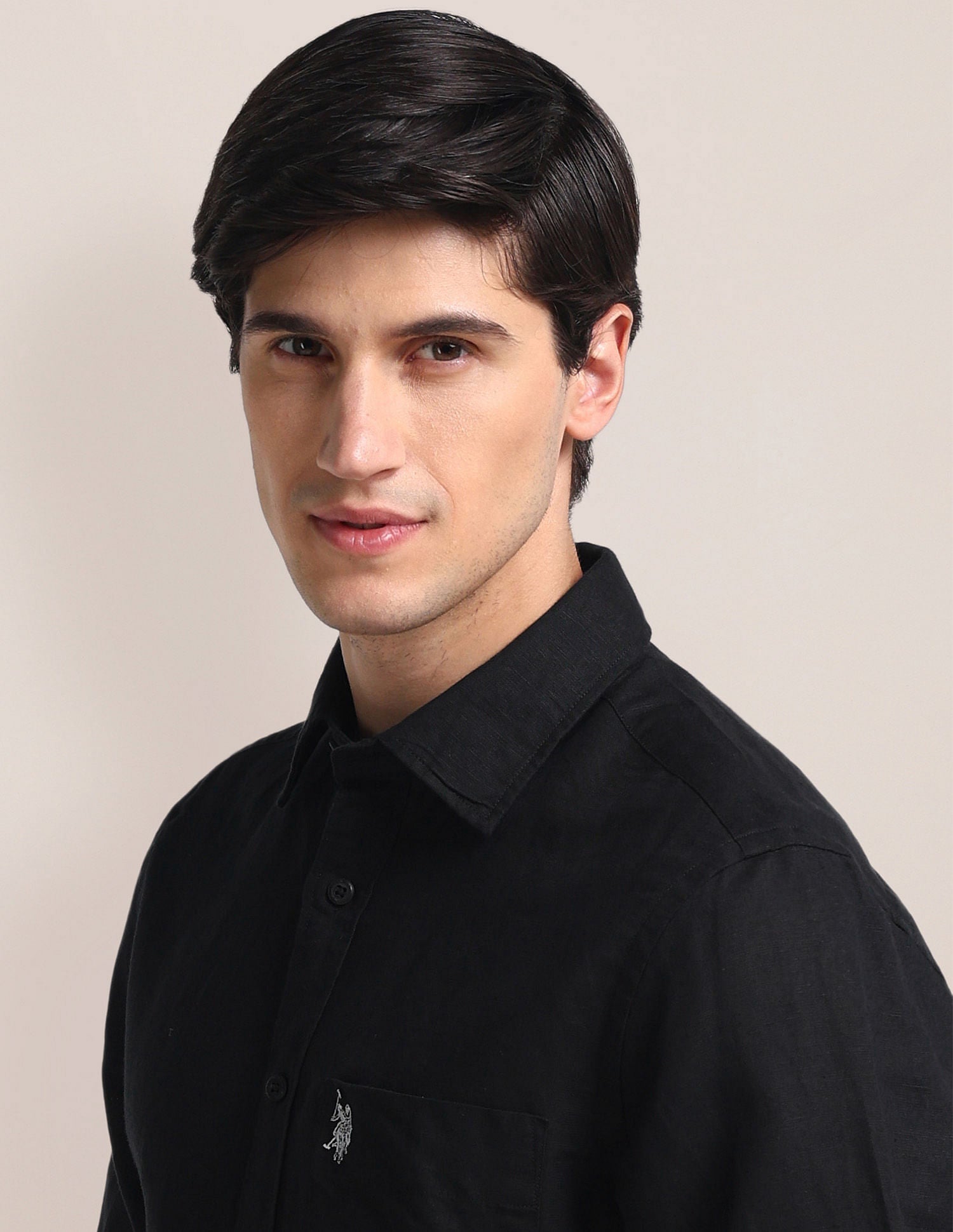 Solid Tailored Fit Shirt Black - U.S. POLO ASSN. | Large