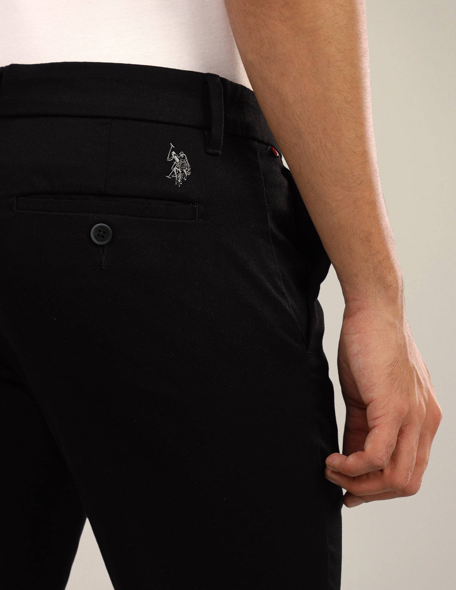 Denver Slim Fit Dobby Trousers Black - U.S. Polo Assn. India | Large