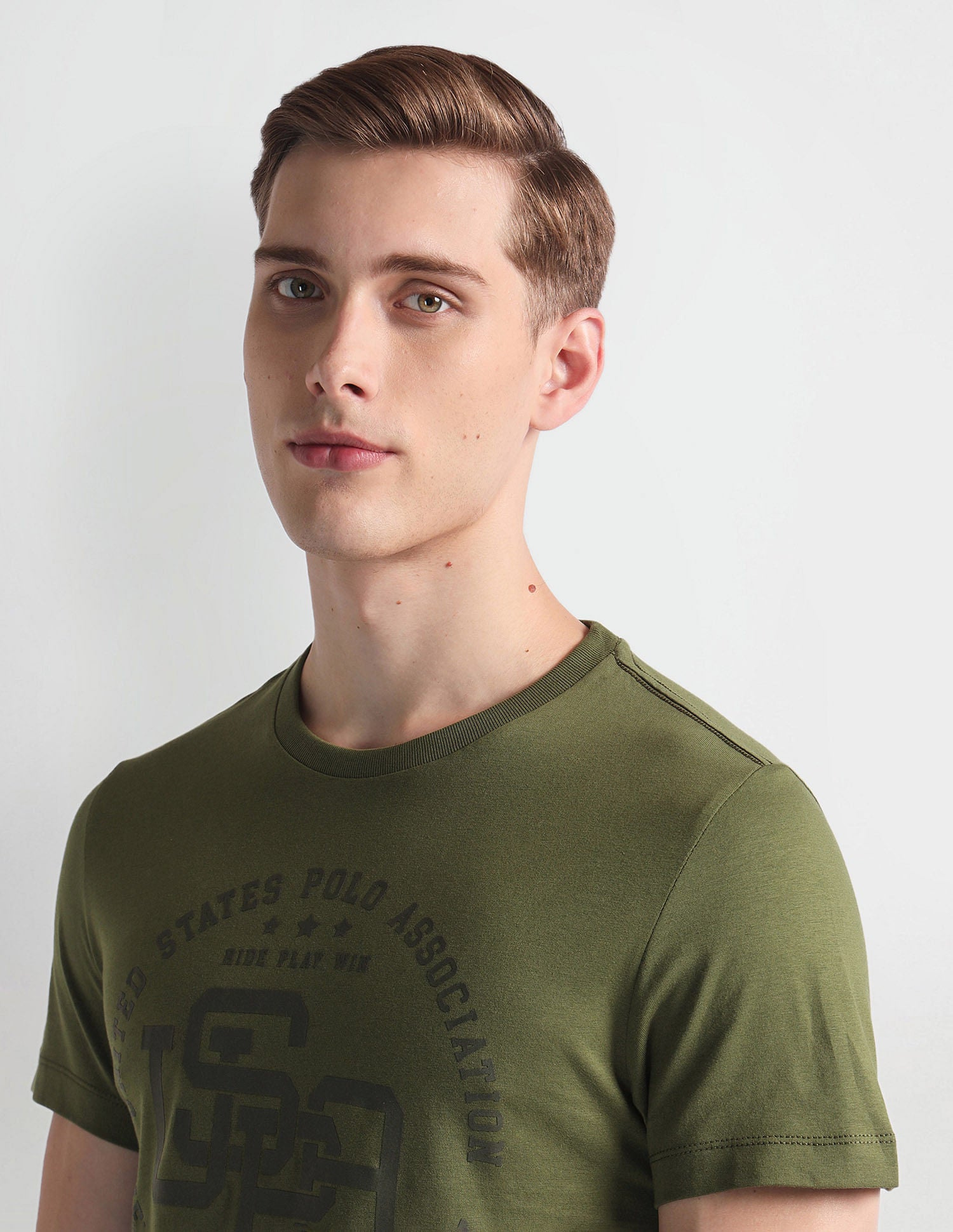 Tonal Branding Heathered T-Shirt Olive - U.S. Polo Assn. India | Large