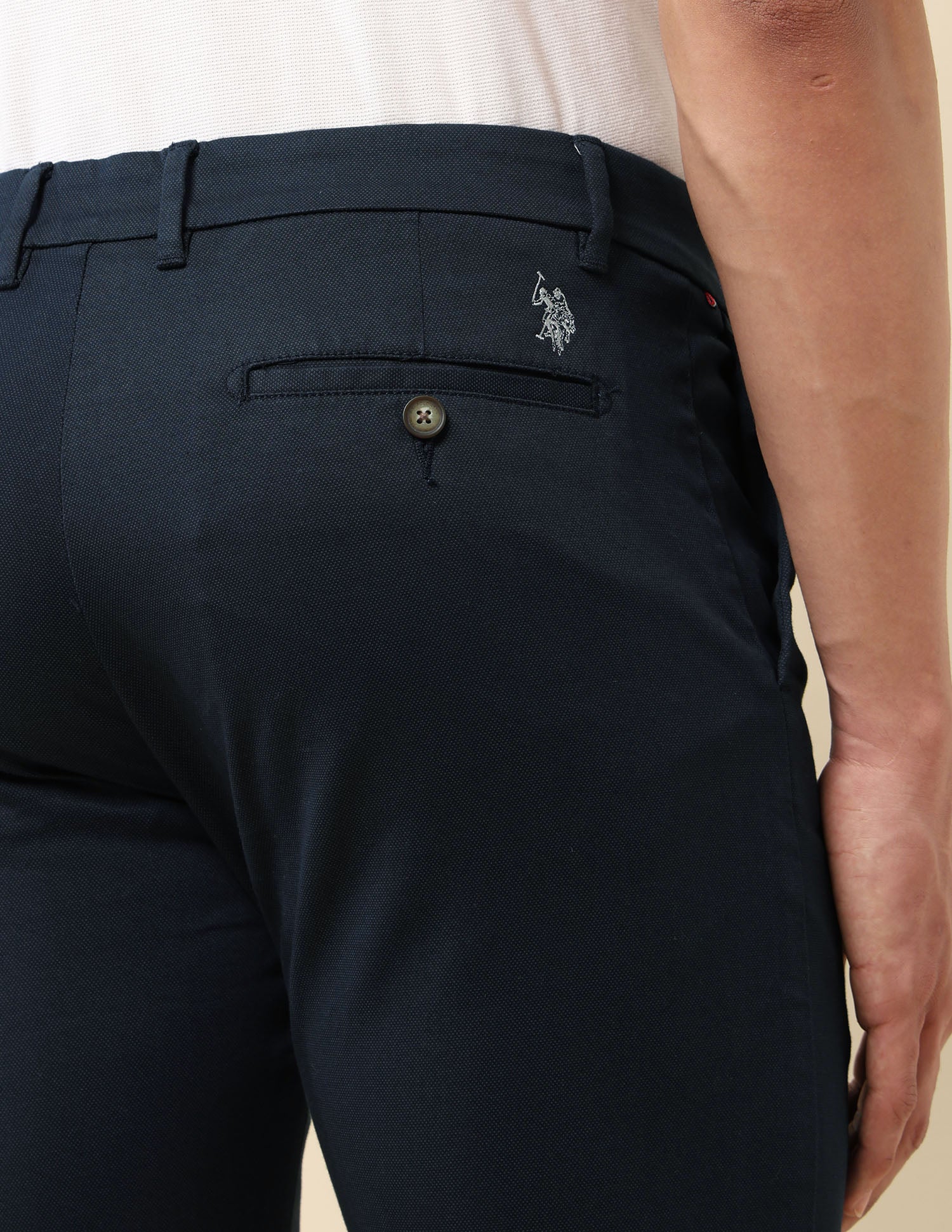 Slim Fit Dobby Trousers Navy - U.S. Polo Assn. India | Large