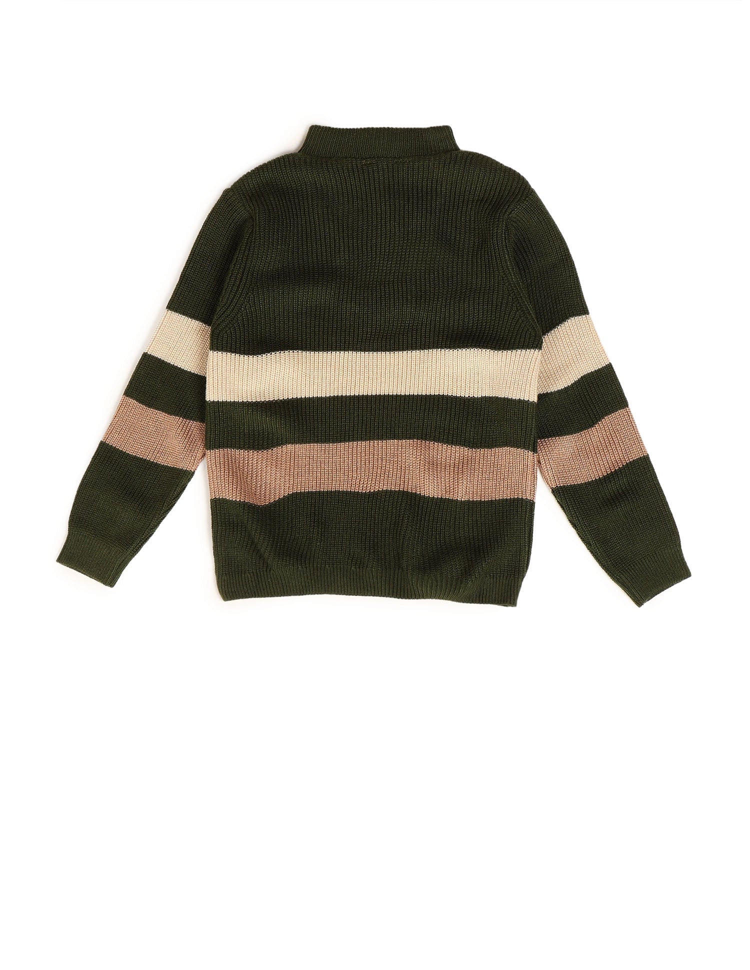 Boys Striped Regular Fit Sweater Olive - U.S. POLO ASSN. | Large