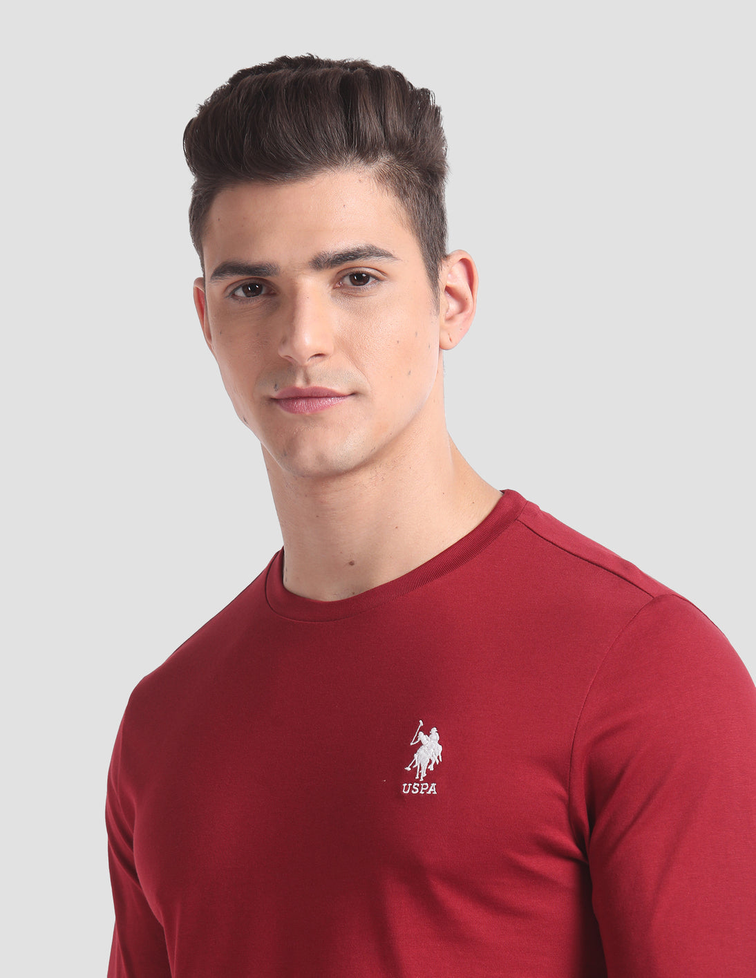 Pure Cotton Long Sleeve I693 Lounge T-Shirt - Pack Of 1 Red - U.S. POLO ASSN. | Large