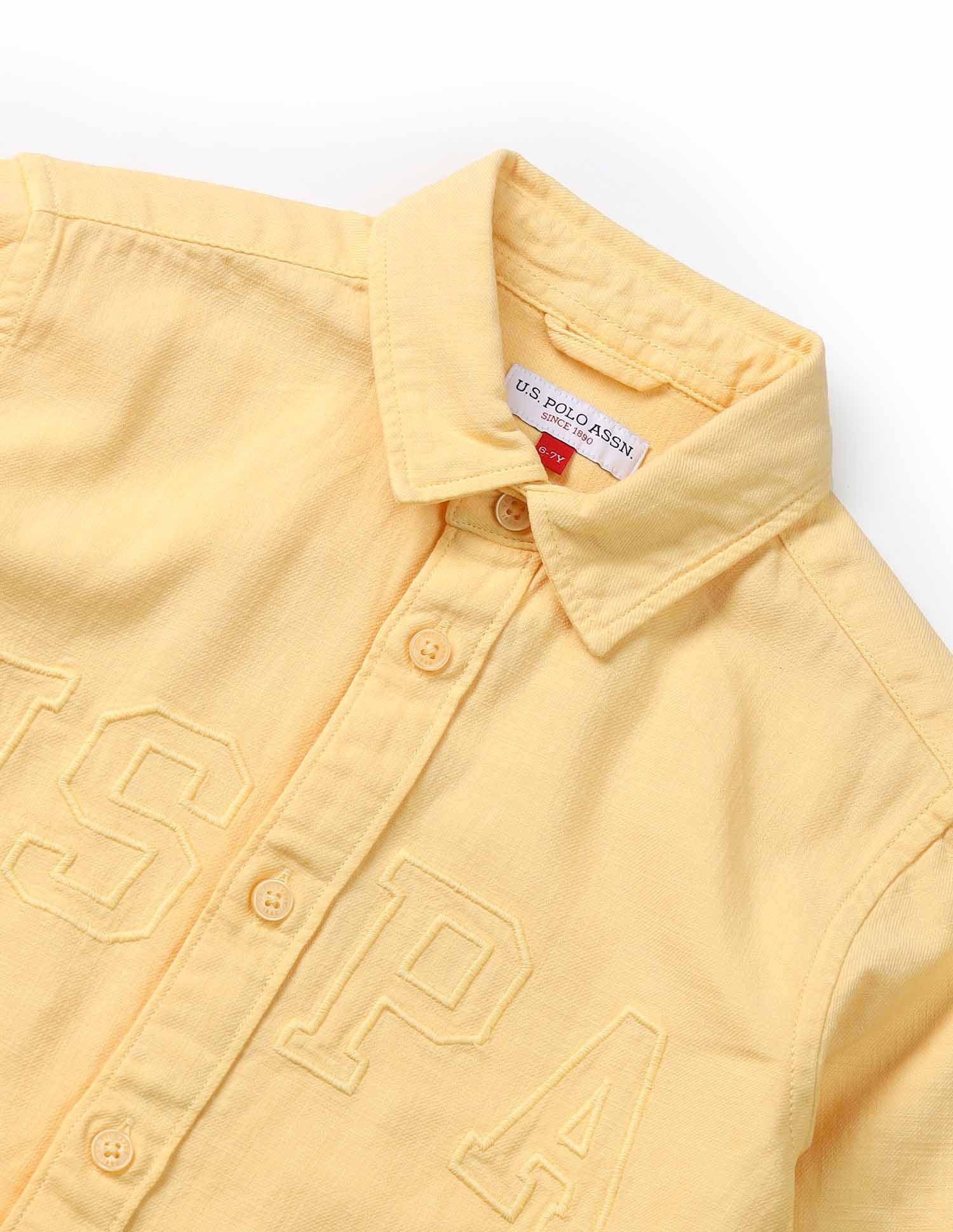 UKSHT1402 YELLOW Boys Shirt Yellow - U.S. POLO ASSN. | Large