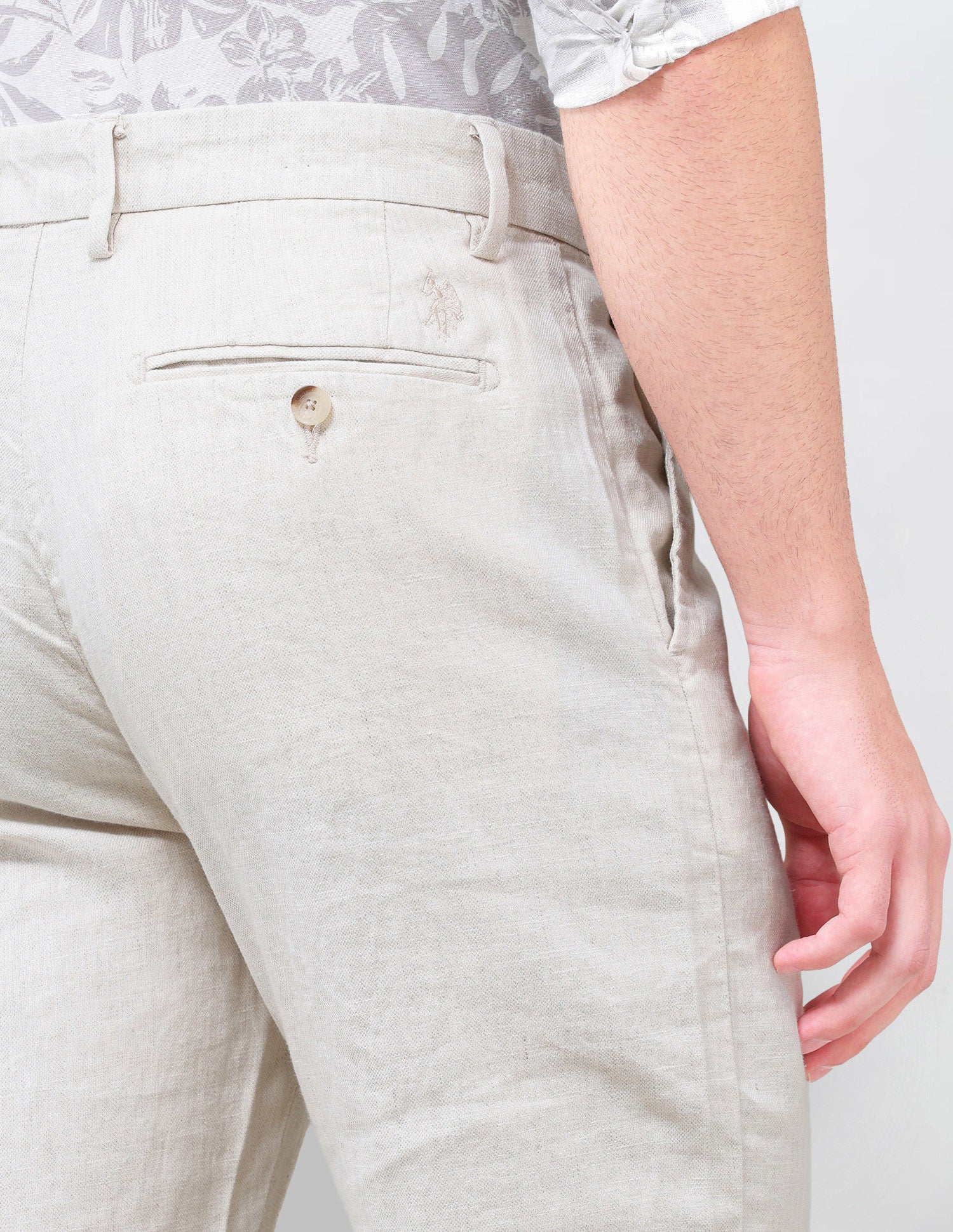Satin Riley Straight Fit Trousers Beige - U.S. Polo Assn. India | Large