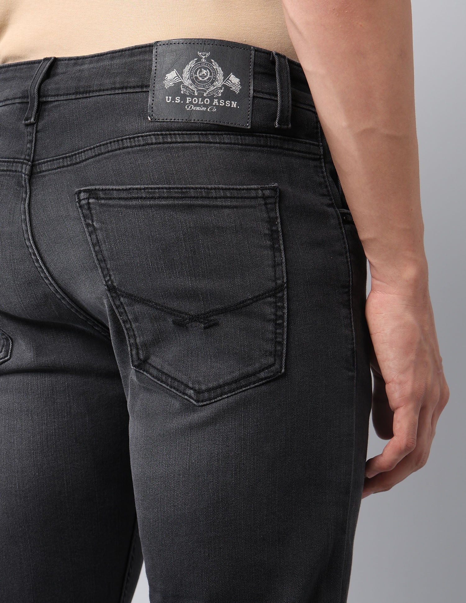 Regello Skinny Fit Black Jeans Dark Grey - U.S. Polo Assn. India | Large