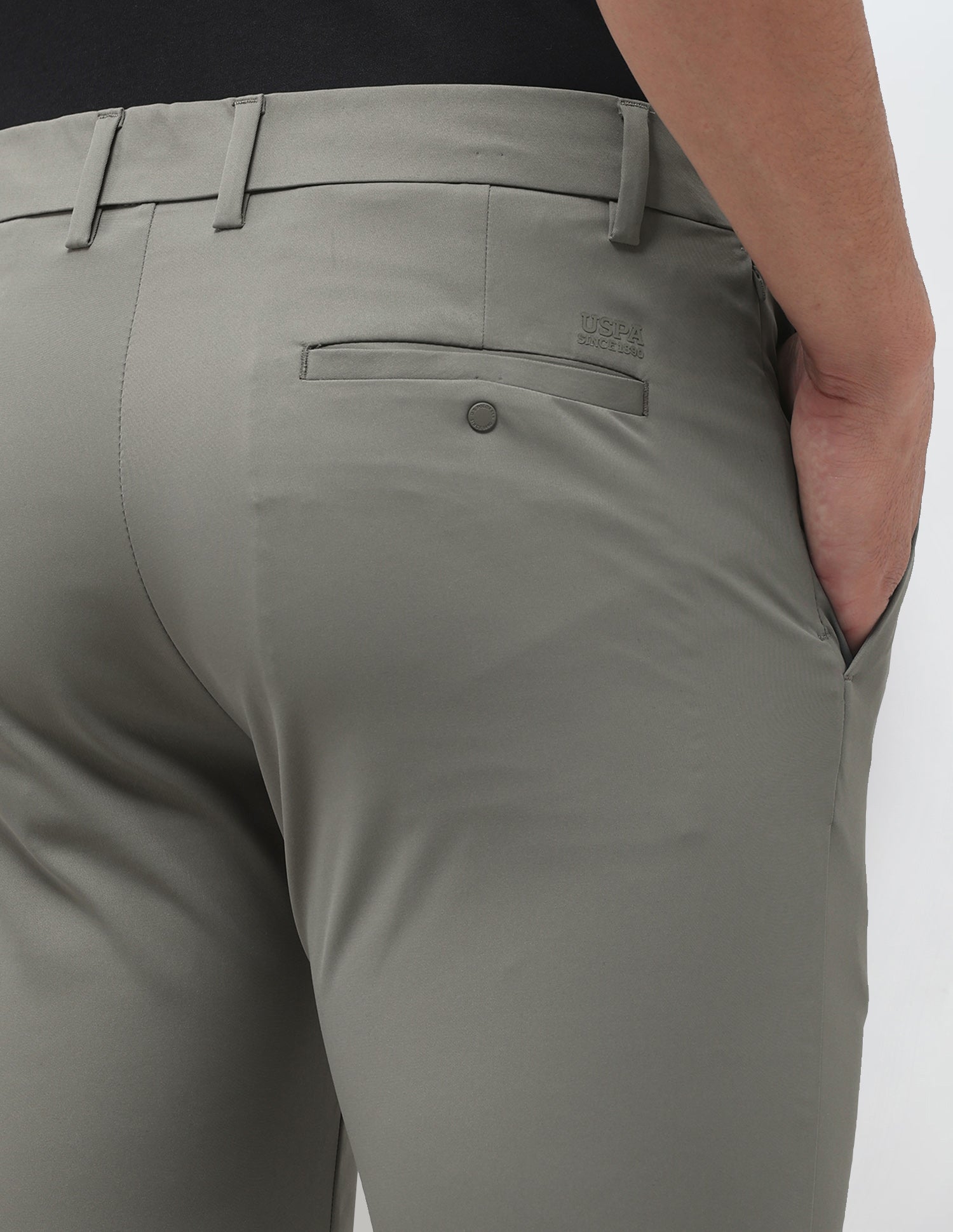 Denver Slim Fit Mid Rise Trousers Green - U.S. Polo Assn. India | Large