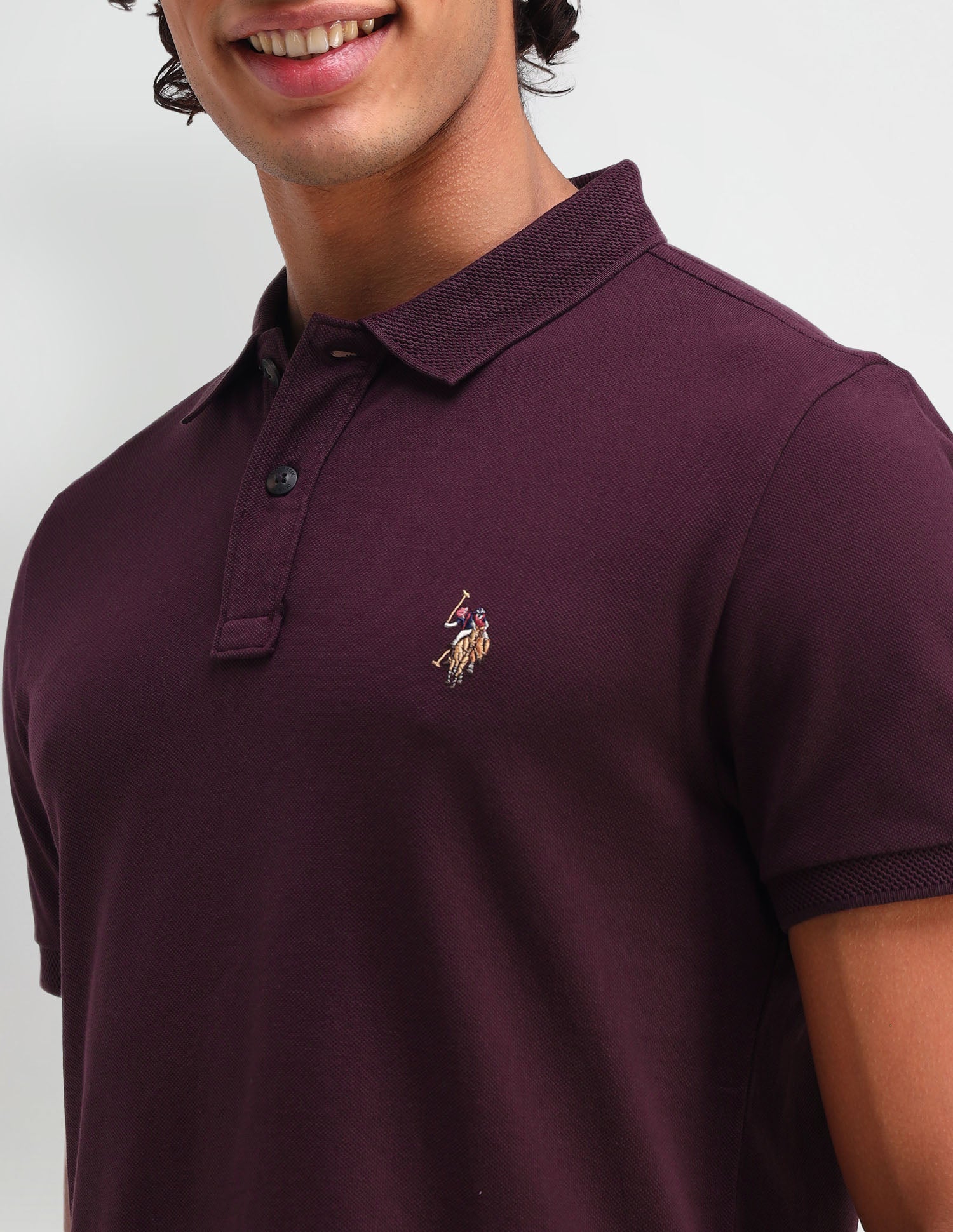 Solid Cotton Muscle Fit Polo Shirt Maroon - U.S. POLO ASSN. | Large