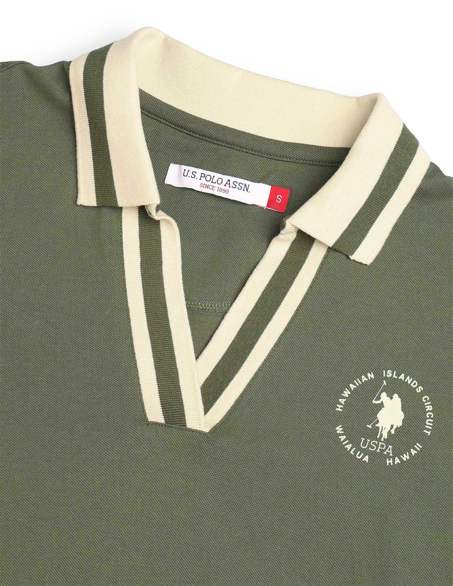 Regular Fit Solid Polo Shirt Green - U.S. Polo Assn. India | Large