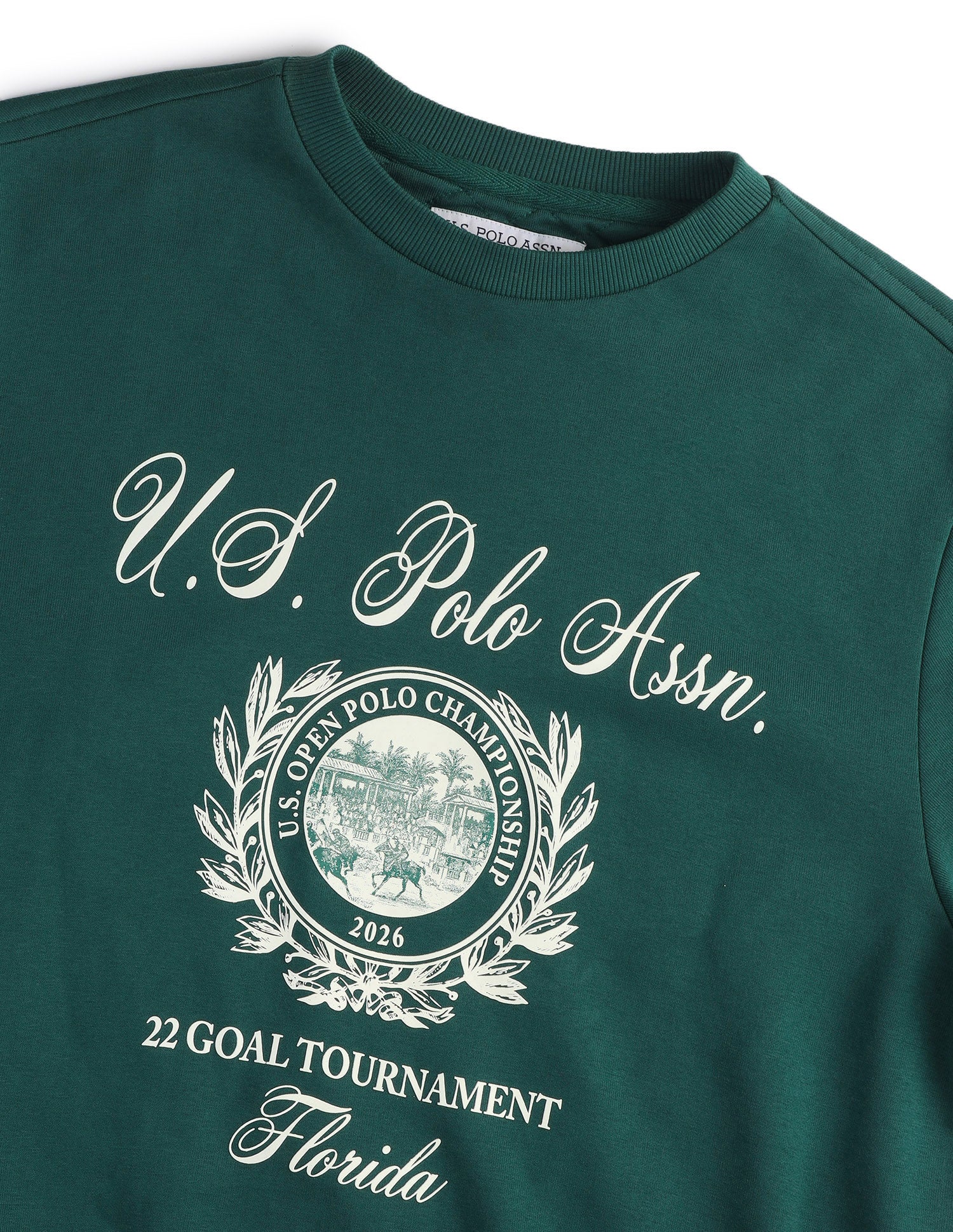 Graphic Brand Printed Regular Fit Sweatshirt Dark Green - U.S. Polo Assn. India | Large