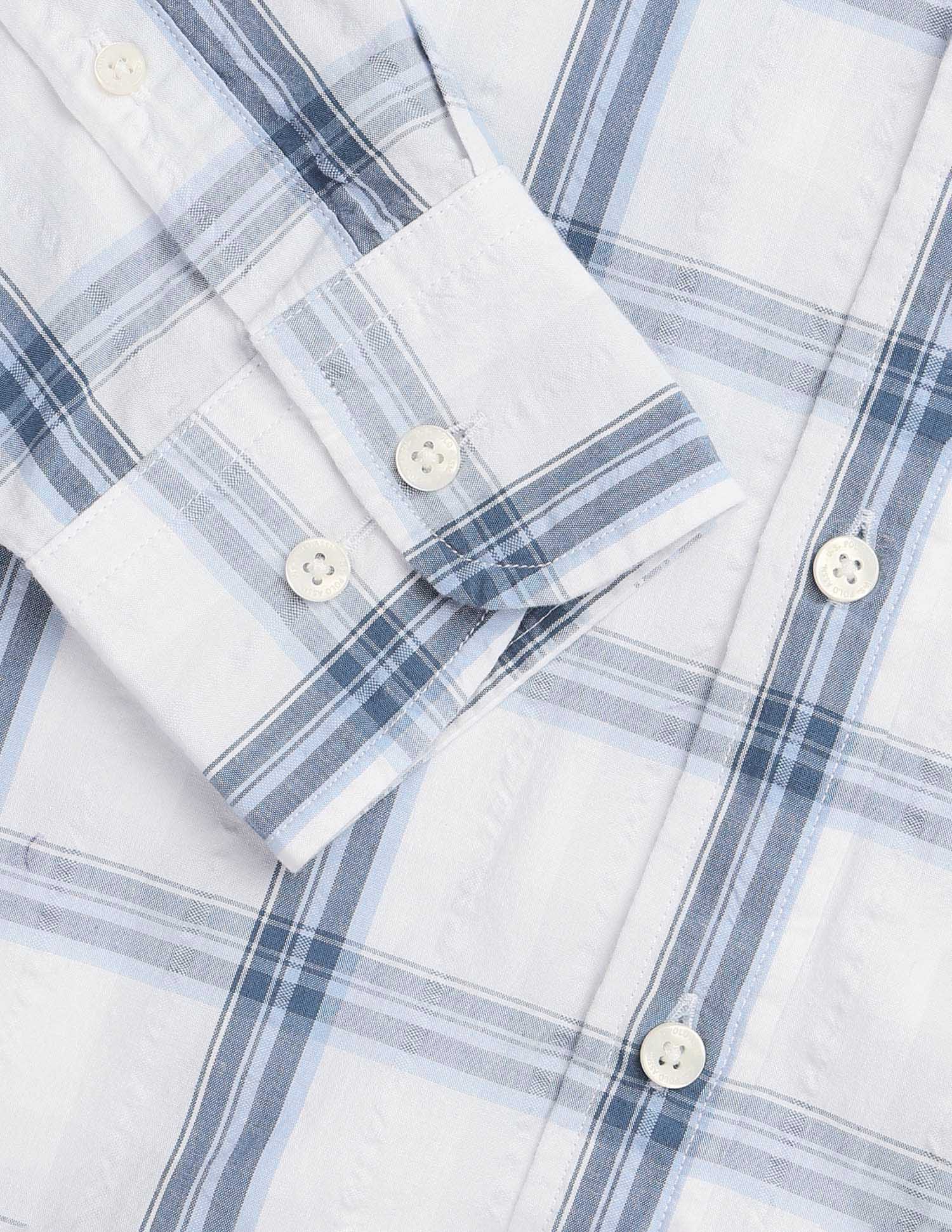 Grid Tattersall Checked Seersucker Shirt Light Blue - U.S. POLO ASSN. | Large