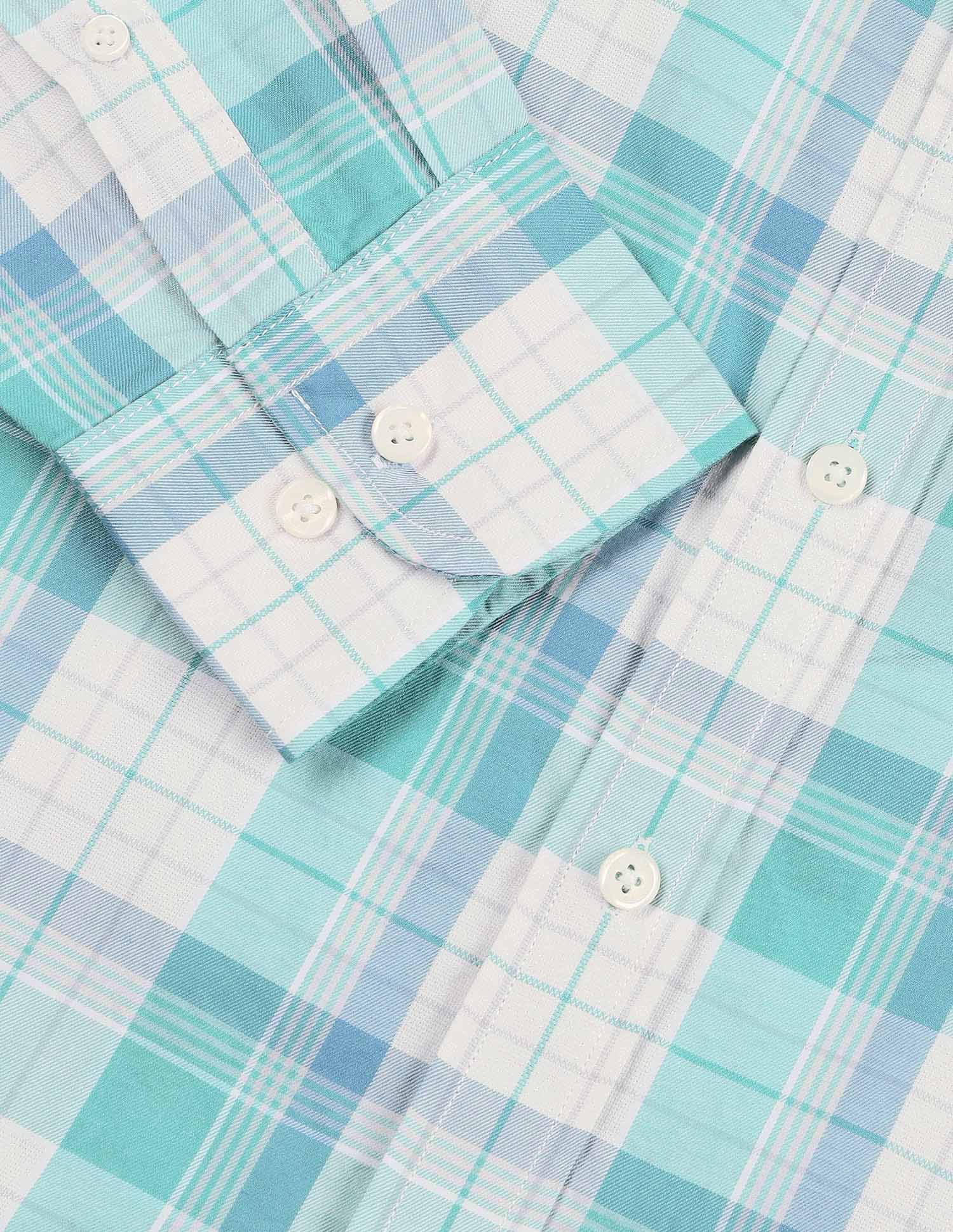 Tartan Checked Tailored Fit Shirt Light Green - U.S. Polo Assn. India | Large
