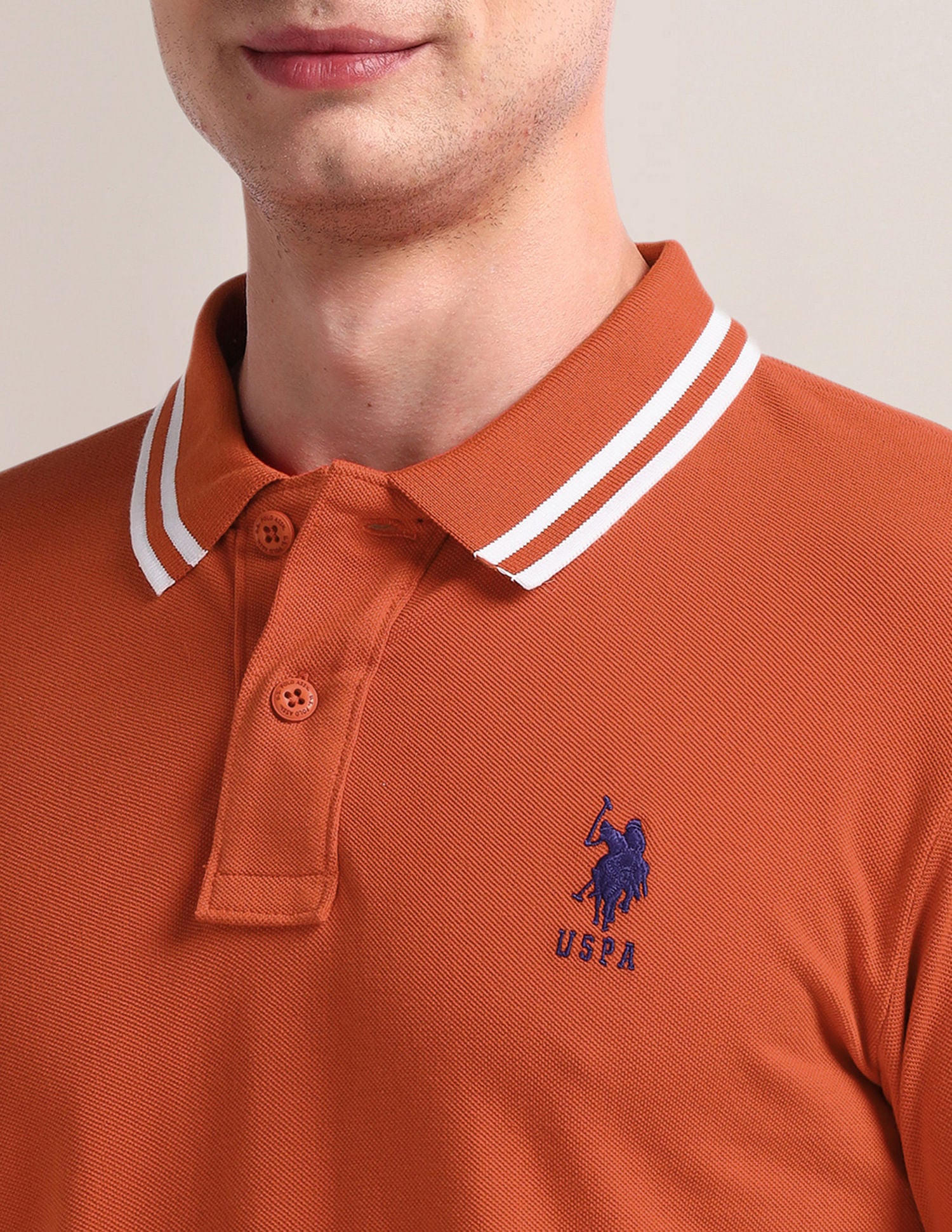 Solid Slim Fit Polo Shirt Rust - U.S. Polo Assn. India | Large